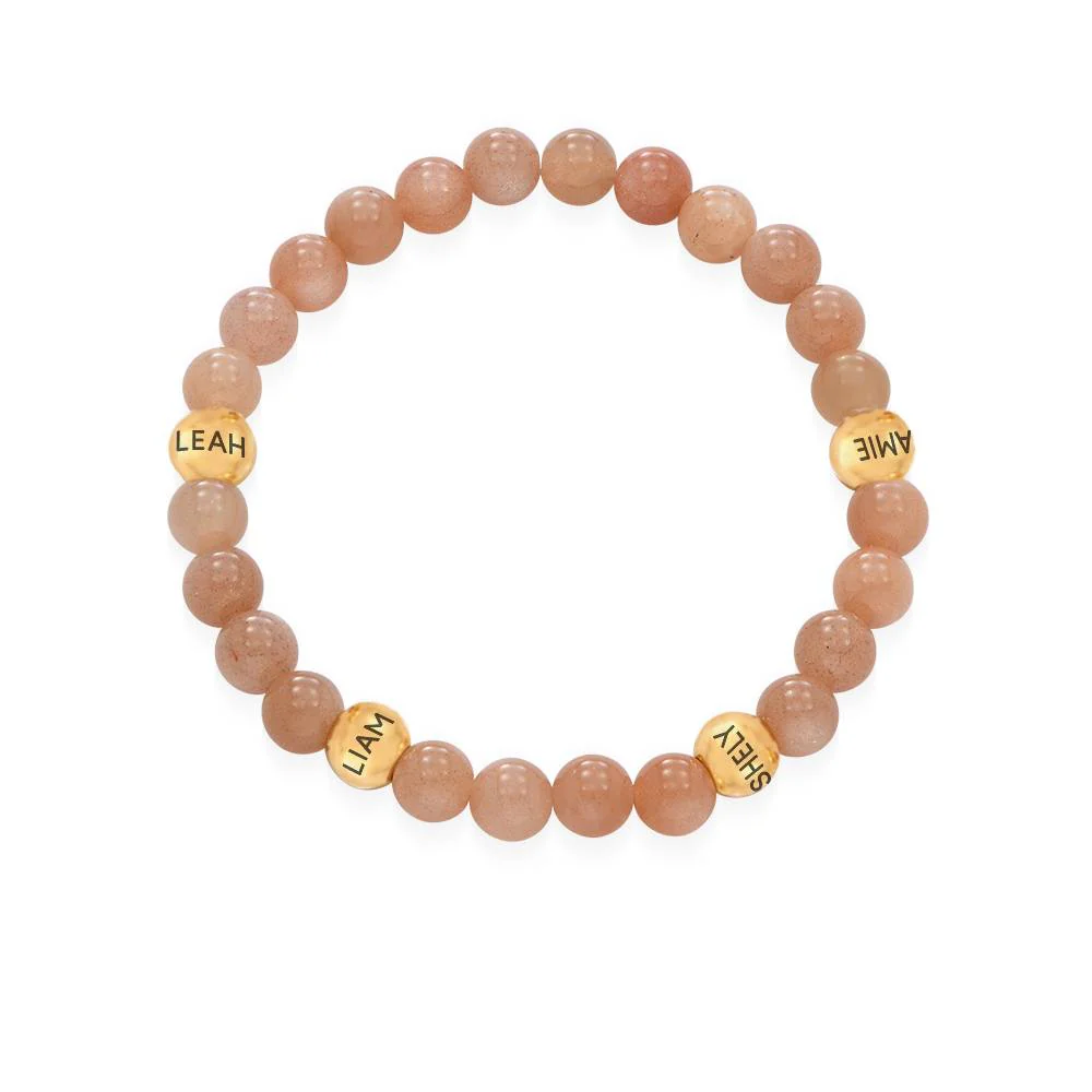 Sunstone Semi-Precious Balance Bead Bracelet in 18K Gold Vermeil - Image 3