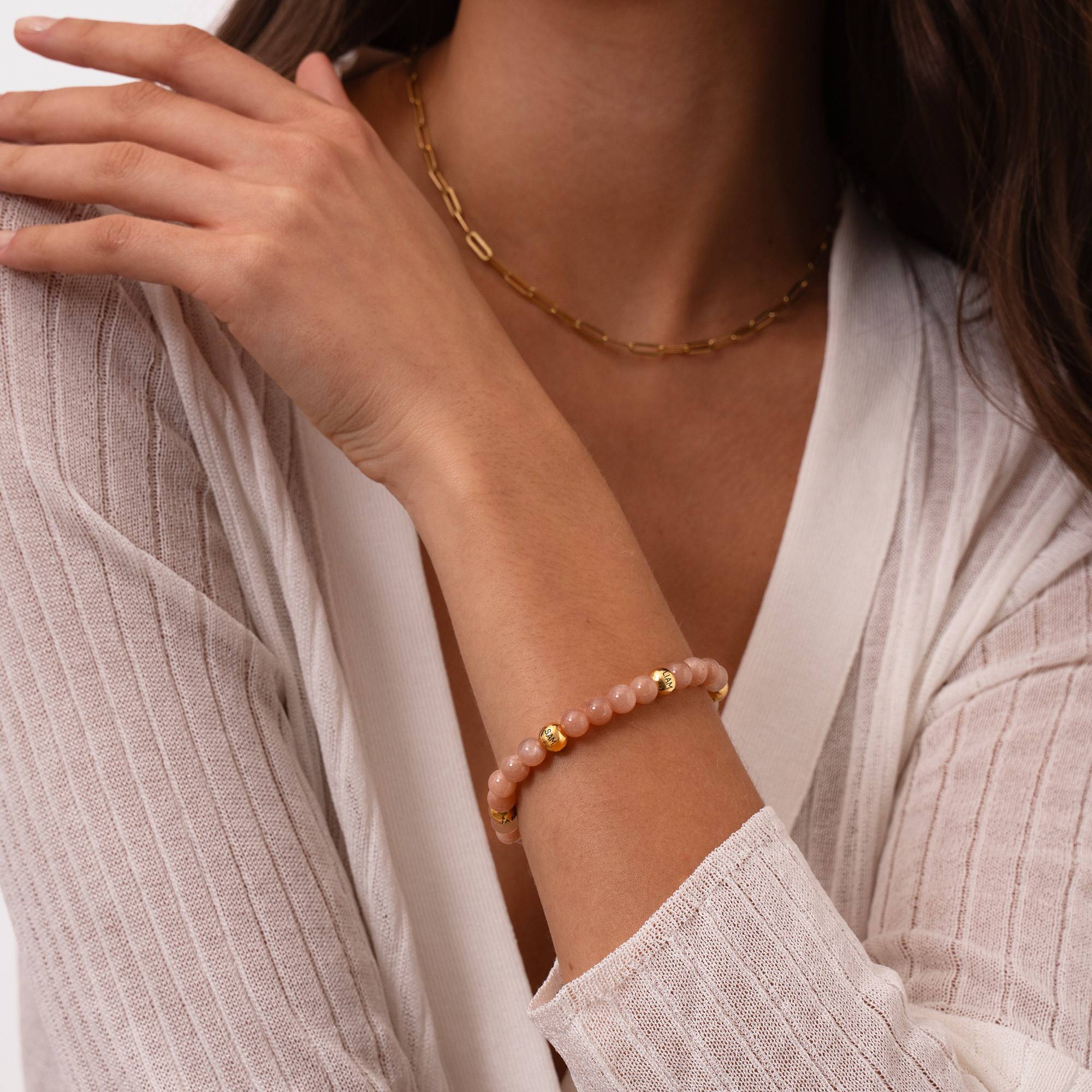 Sunstone Semi-Precious Balance Bead Bracelet in 18K Gold Vermeil - Image 5