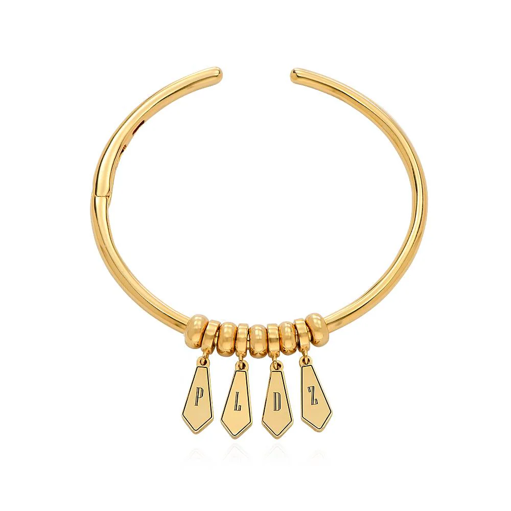 Gia Drop Initial Bangle Bracelet in 18K Gold Plating - Image 4