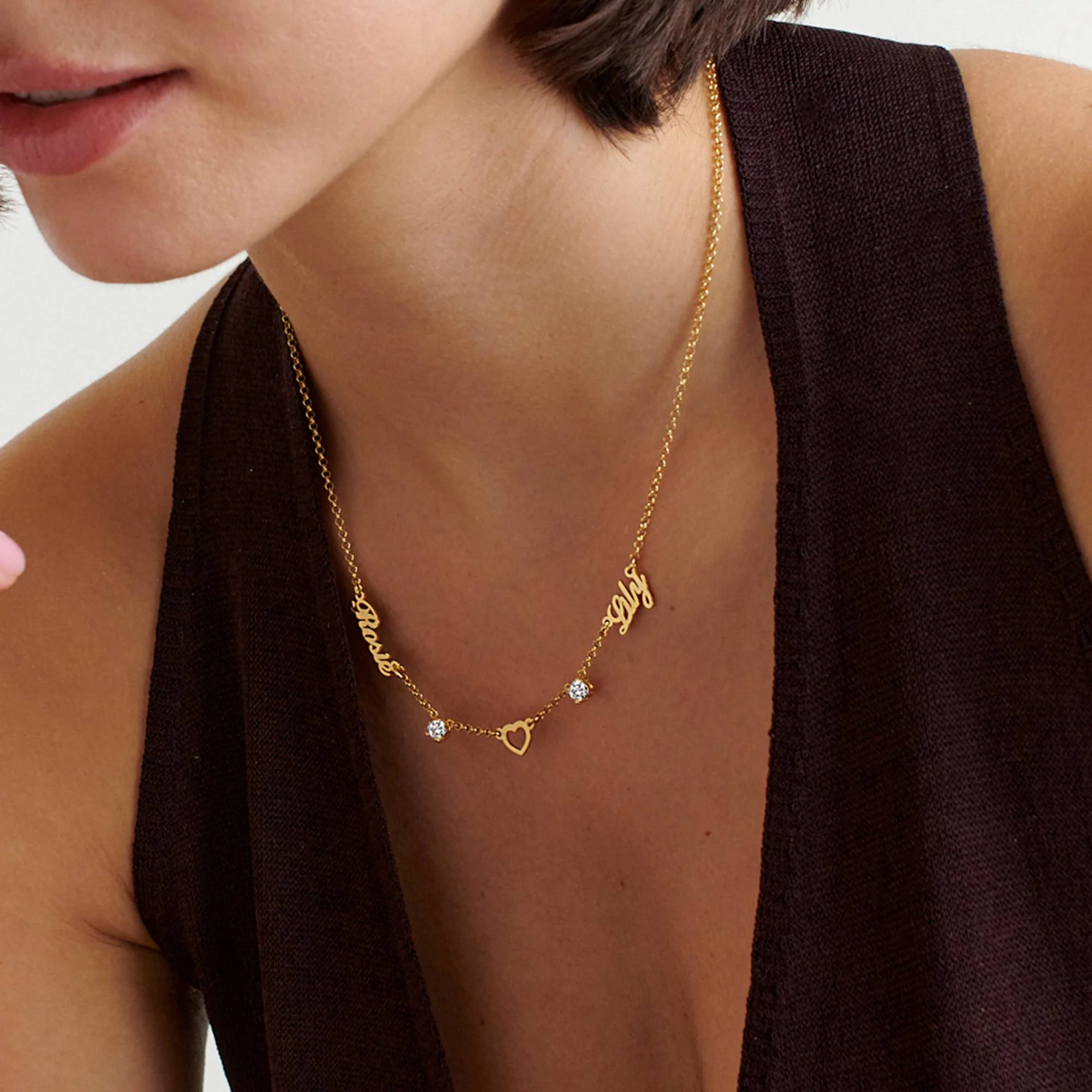 Lovers Heart Name Necklace With 0.60CT Diamonds in 18K Gold Plating - Image 3