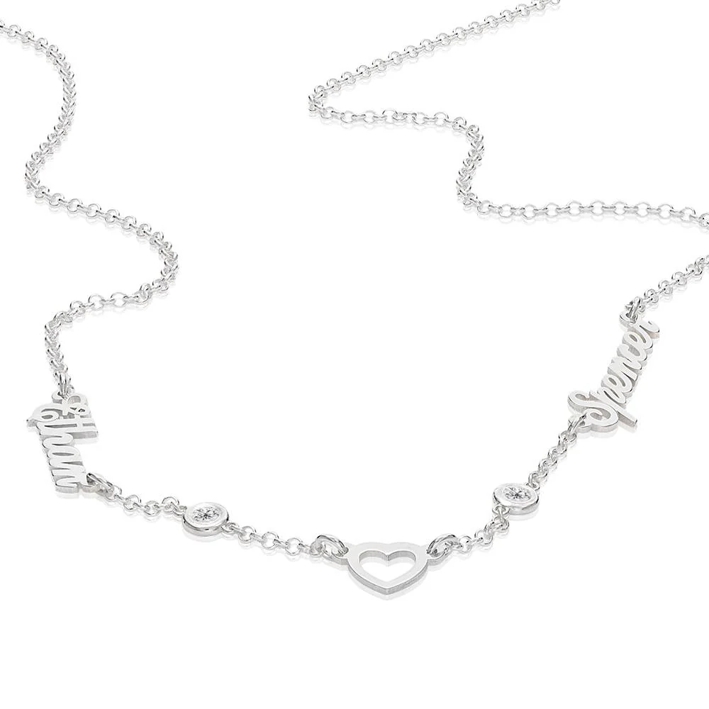 Lovers Heart Name Necklace with 0.20CT Diamonds in Sterling Silver - Image 5