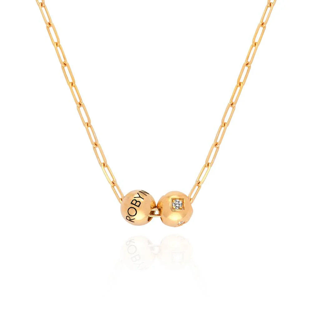 The Balance Bead Necklace with 0.08ct Diamond Bead in 14K Yellow Gold