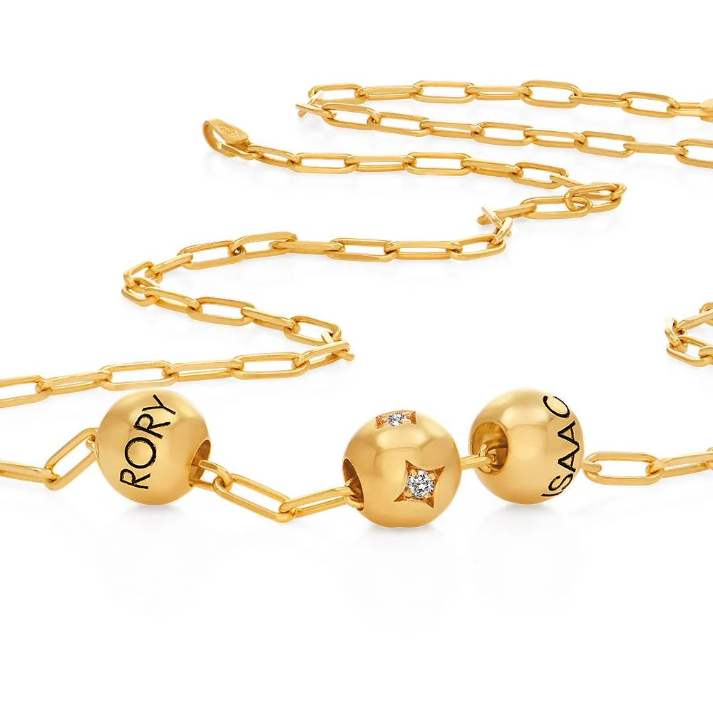 The Balance Bead Necklace with 0.08ct Diamond Bead in 14K Yellow Gold - Image 3