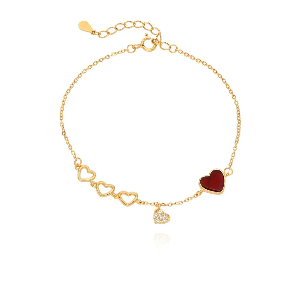 Be Mine Red Heart Bracelet in 18K Gold Vermeil