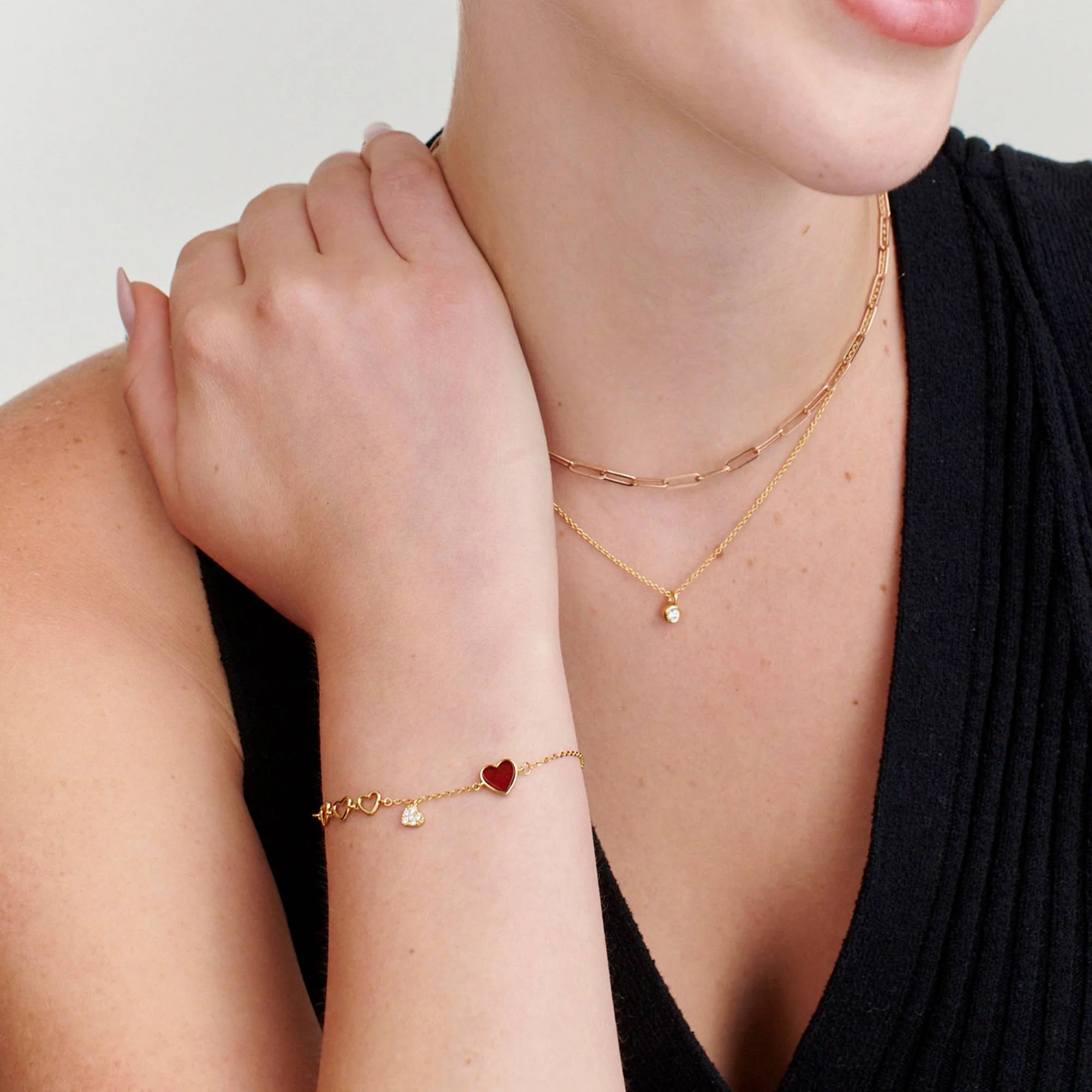 Be Mine Red Heart Bracelet in 18K Gold Vermeil - Image 4