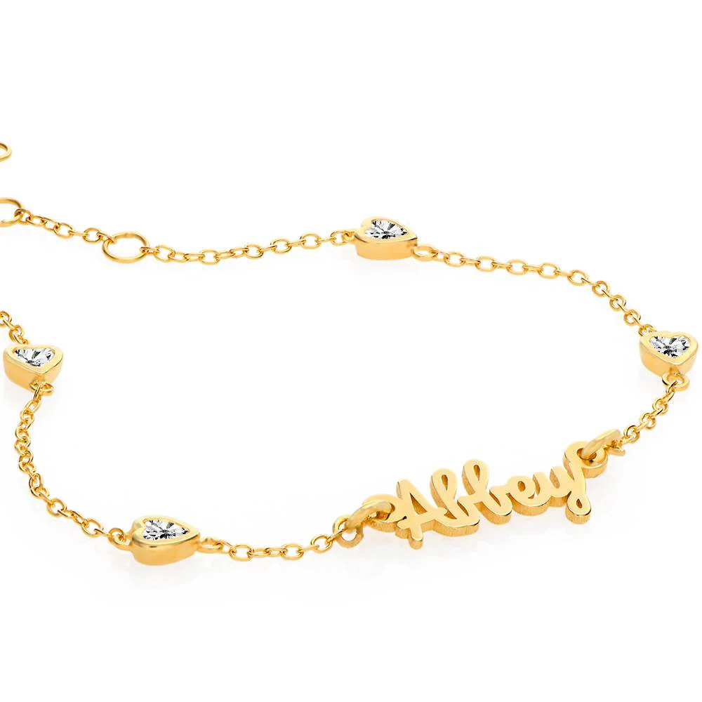Charli Heart Chain Name Bracelet in 18K Gold Plating - Image 5