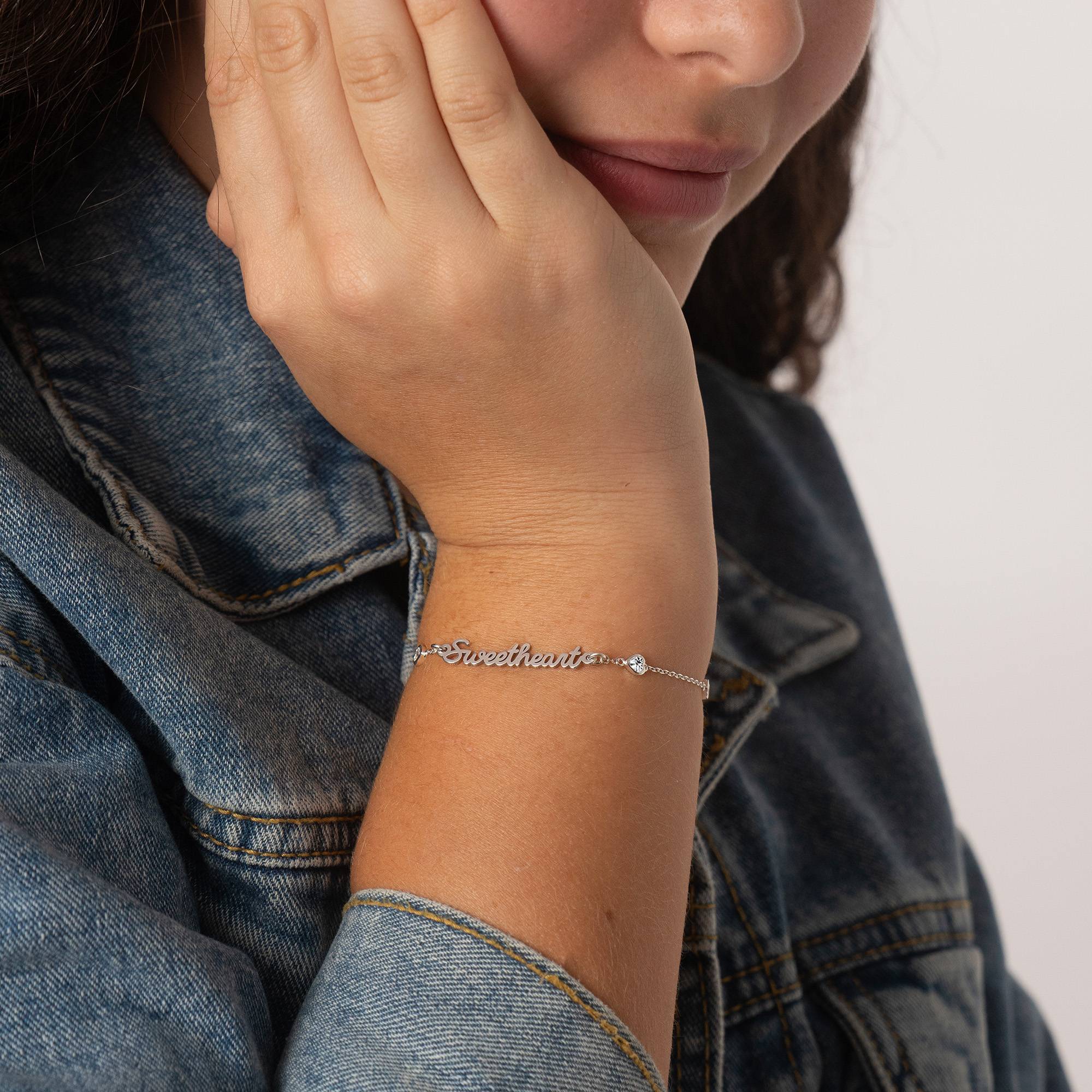 Charli Heart Chain Name Bracelet in Sterling Silver - Image 2