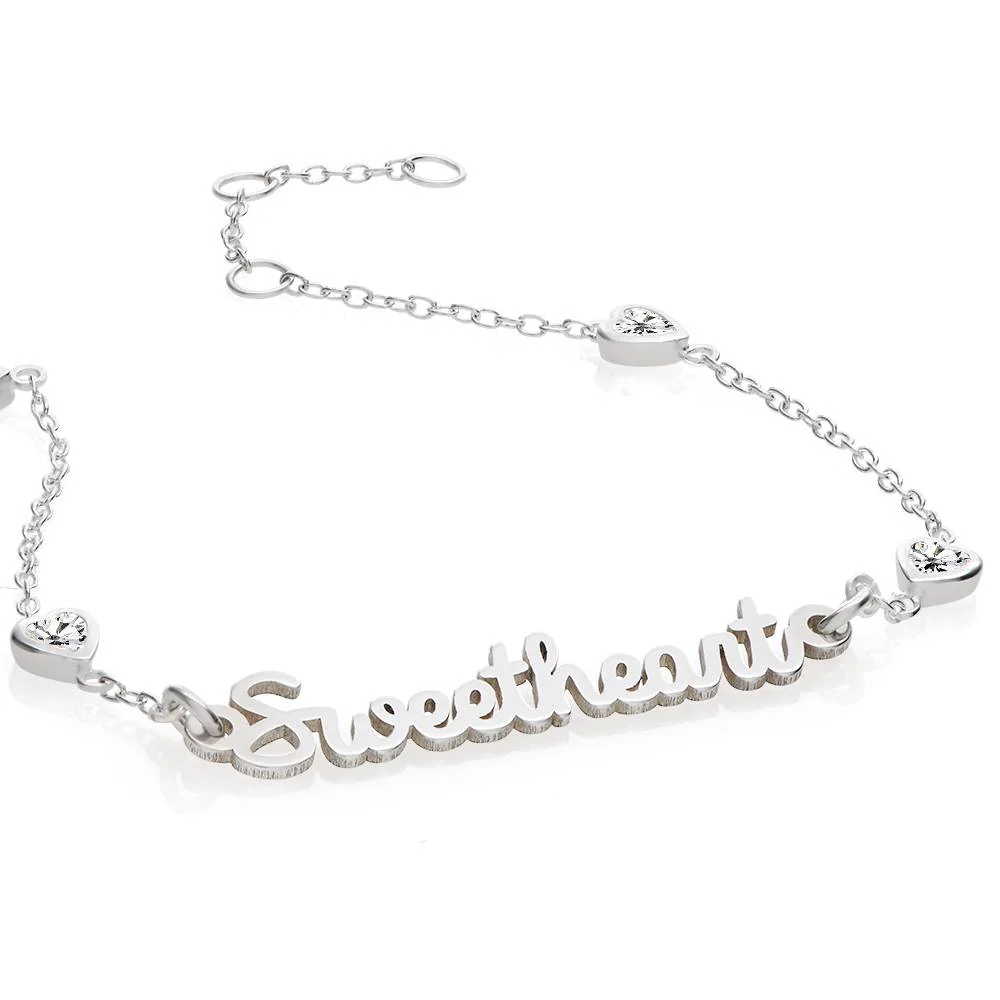 Charli Heart Chain Name Bracelet in Sterling Silver - Image 5