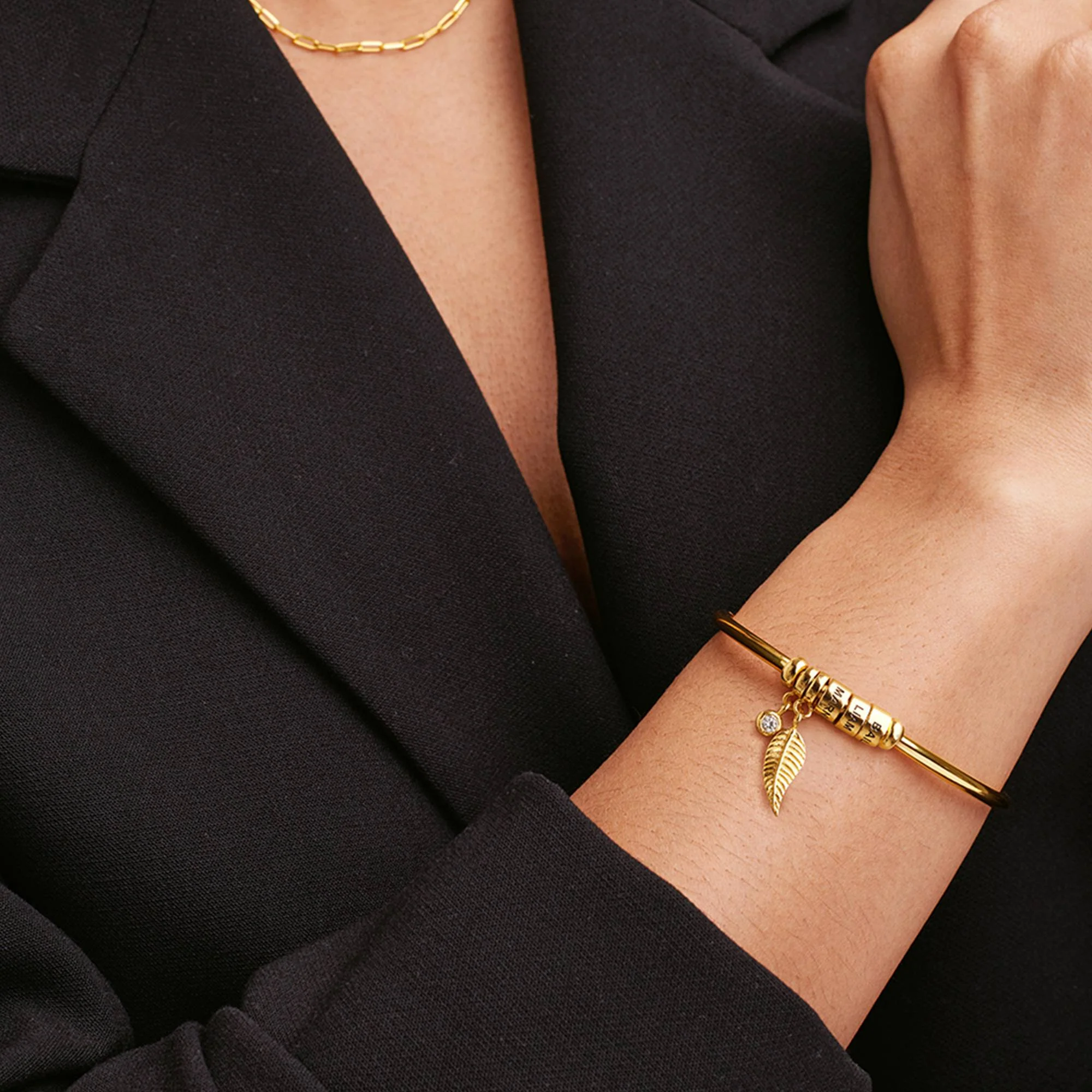 Linda Bangle Bracelet in Gold Vermeil with Diamond - Image 3
