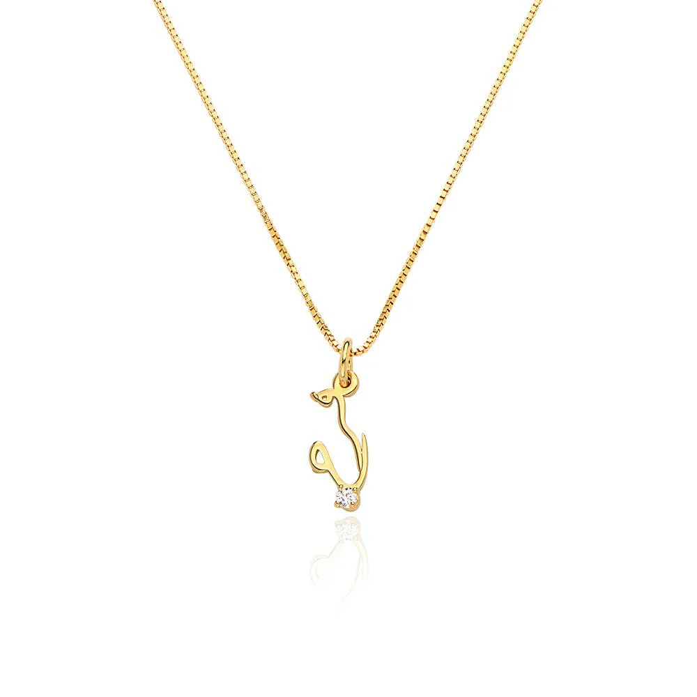 Vertical Diamond Arabic Name Necklace in Cursive in 18K Gold Vermeil