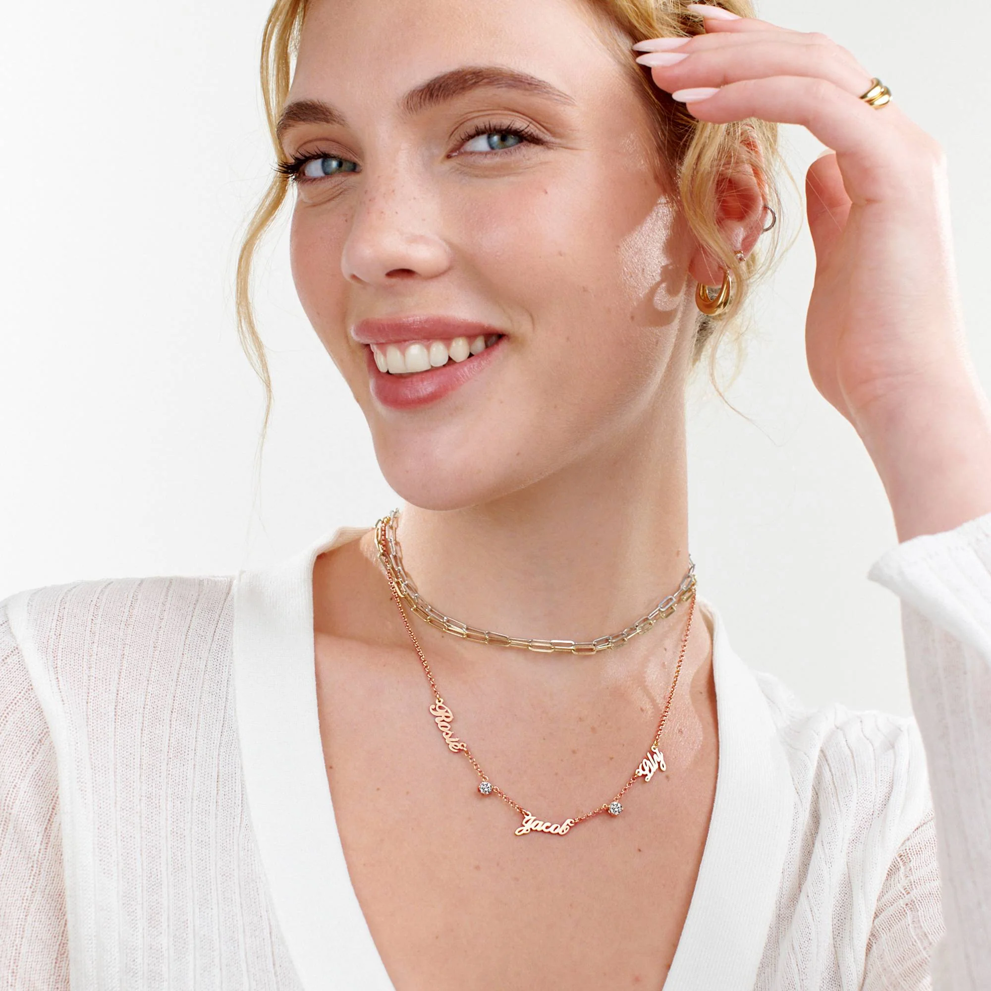 Heritage 0.30CT Diamond Multiple Name Necklace in 18K Rose Gold Vermeil - Image 3