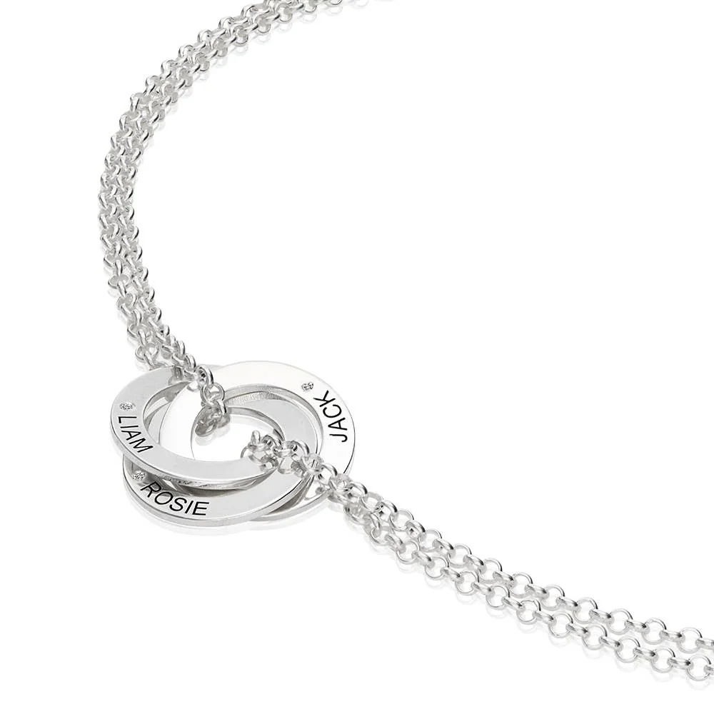 Lucy Russian Ring Bracelet with Diamond in Sterling Silver - Image 4