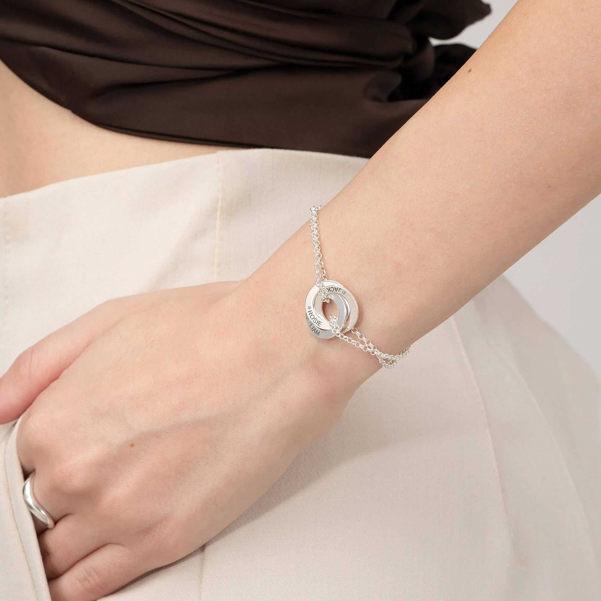 Lucy Russian Ring Bracelet with Diamond in Sterling Silver - Image 5