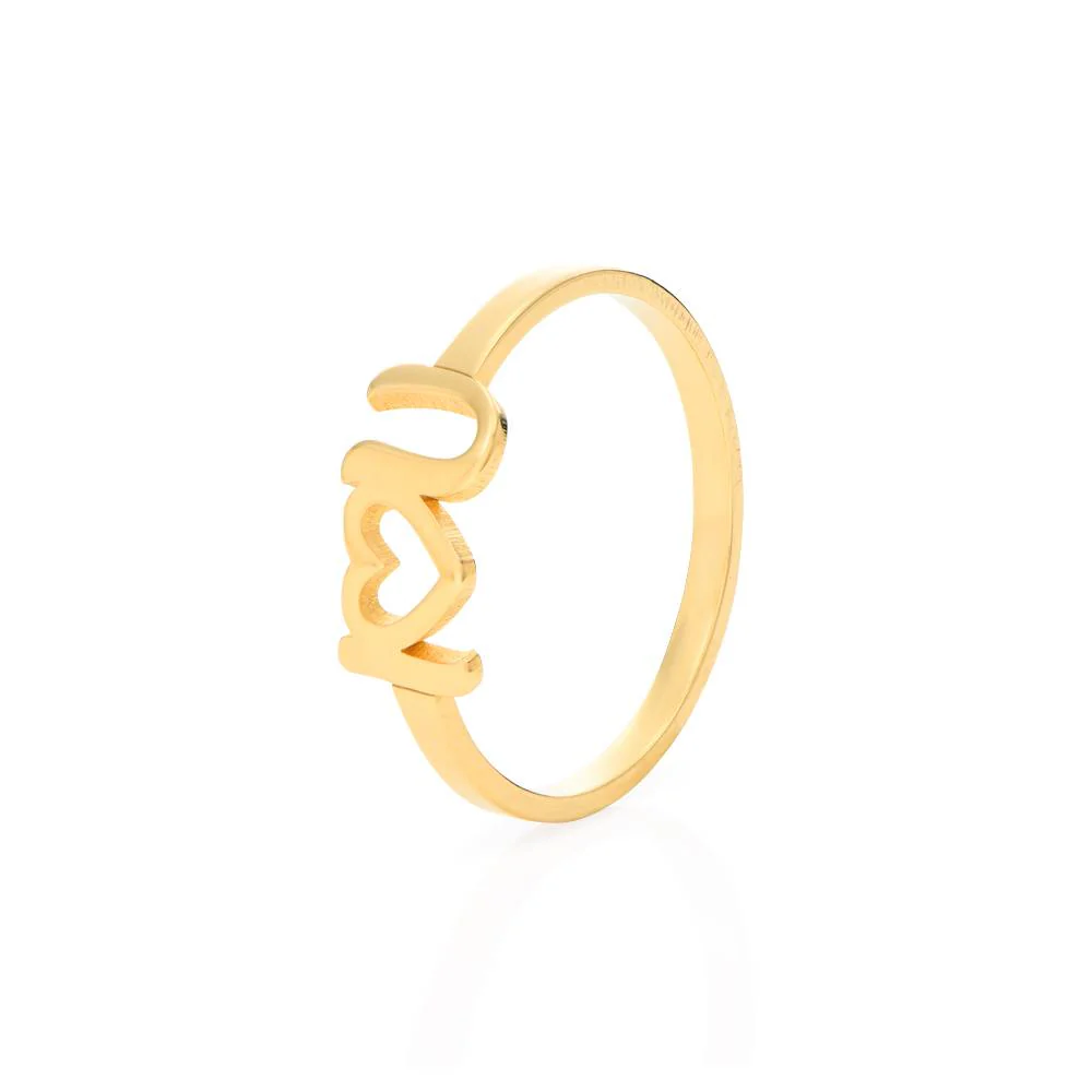 I Heart You Initial Ring in 18K Gold Vermeil