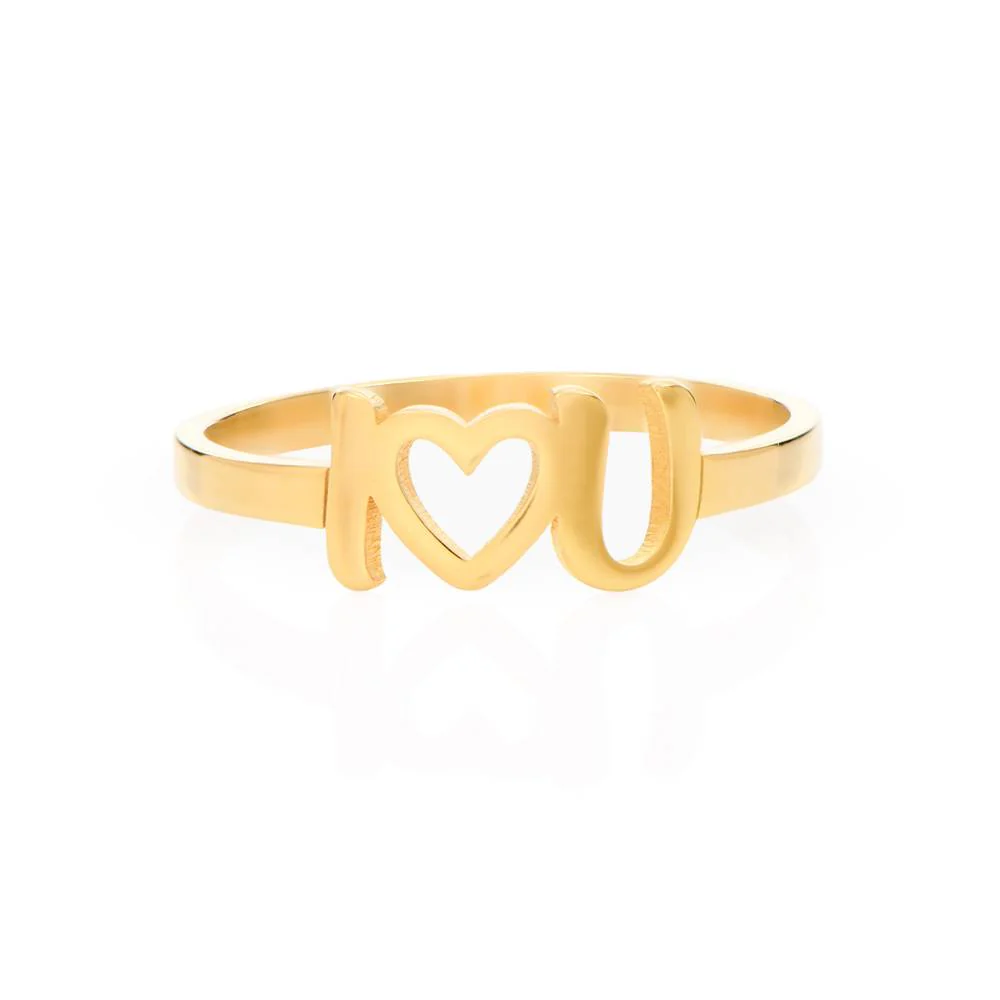 I Heart You Initial Ring in 18K Gold Vermeil - Image 3