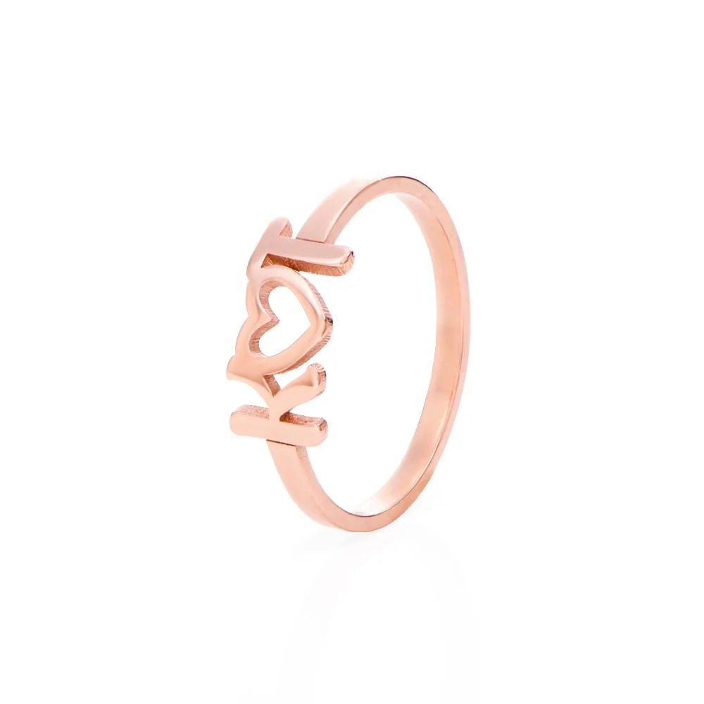 I Heart You Initial Ring in 18K Rose Gold Plating - Image 3