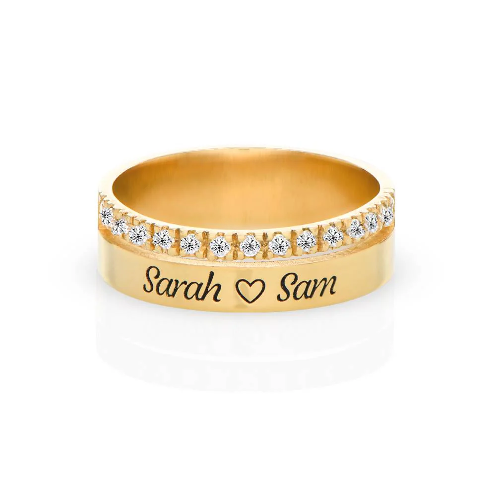 Sofia Double Band Ring with 0.15CT Diamonds in 18K Gold Plating