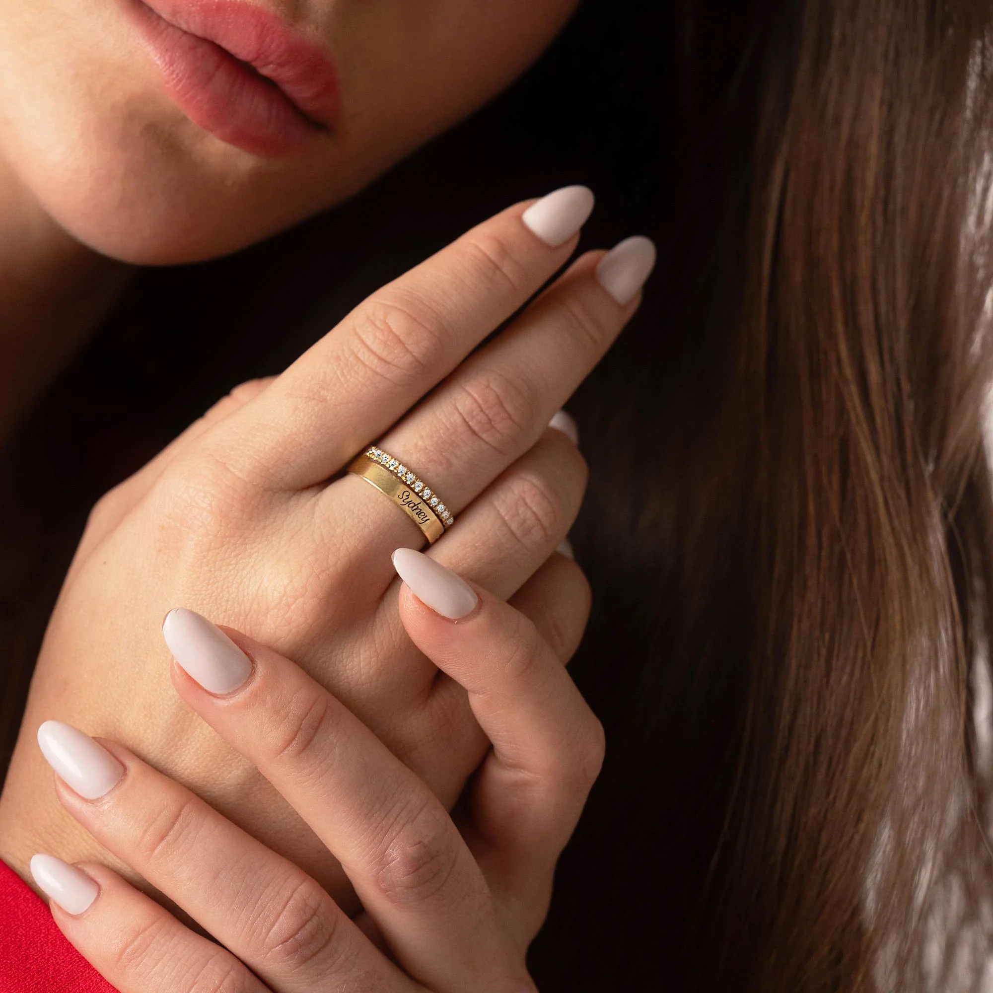 Sofia Double Band Ring with 0.15CT Diamonds in 18K Gold Plating - Image 3