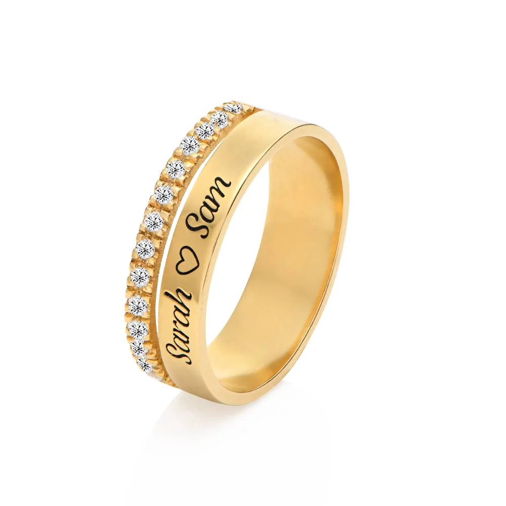 Sofia Double Band Ring with 0.15CT Diamonds in 18K Gold Plating - Image 4