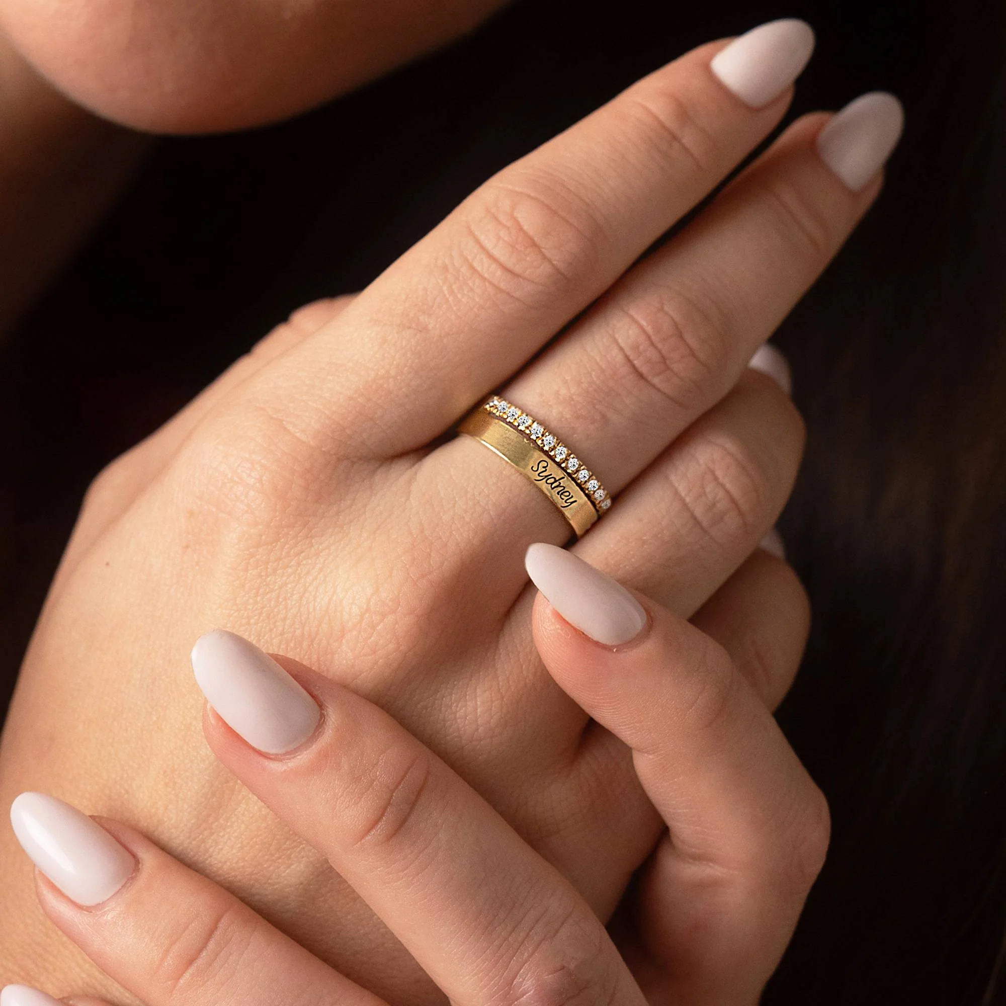 Sofia Double Band Ring with 0.15CT Diamonds in 18K Gold Plating - Image 5
