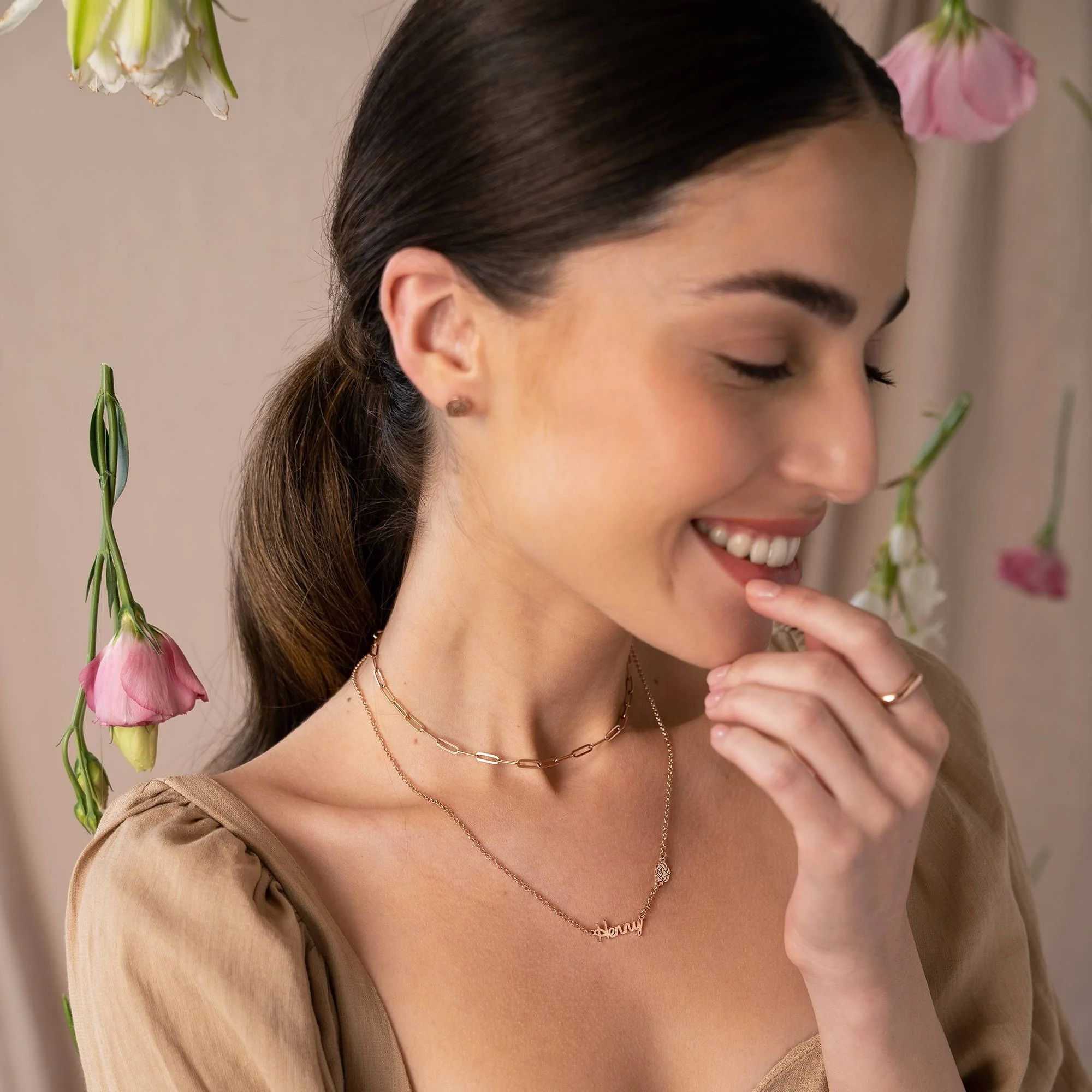 Blooming Birth Flower Multi Name Necklace in 18K Rose Gold Vermeil - Image 6