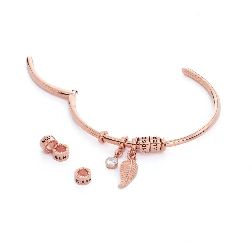 Linda Bangle Bracelet in Rose Gold Vermeil with 0.10 ct Diamond - Image 5