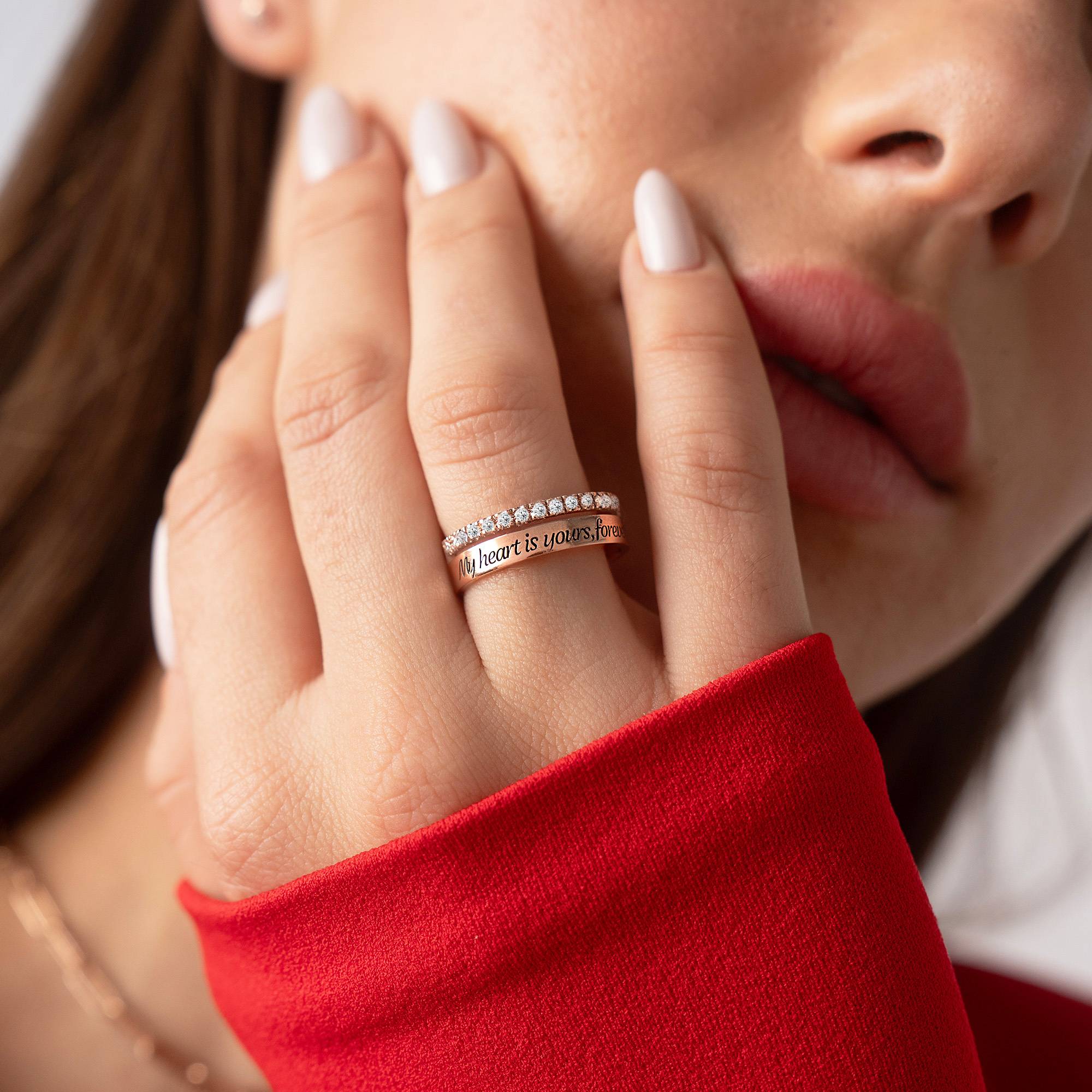 Sofia Double Band Ring with 0.15CT Diamonds in 18K Rose Gold Plating - Image 2