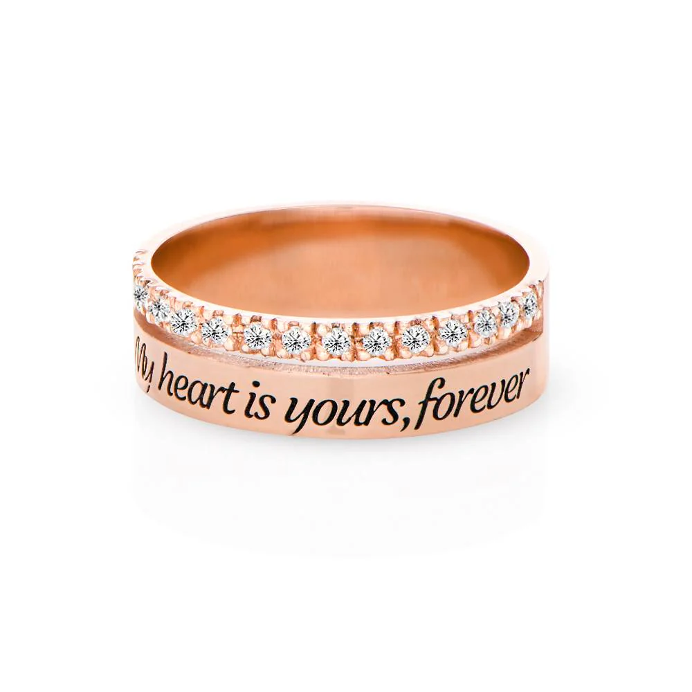 Sofia Double Band Ring with 0.15CT Diamonds in 18K Rose Gold Plating - Image 5