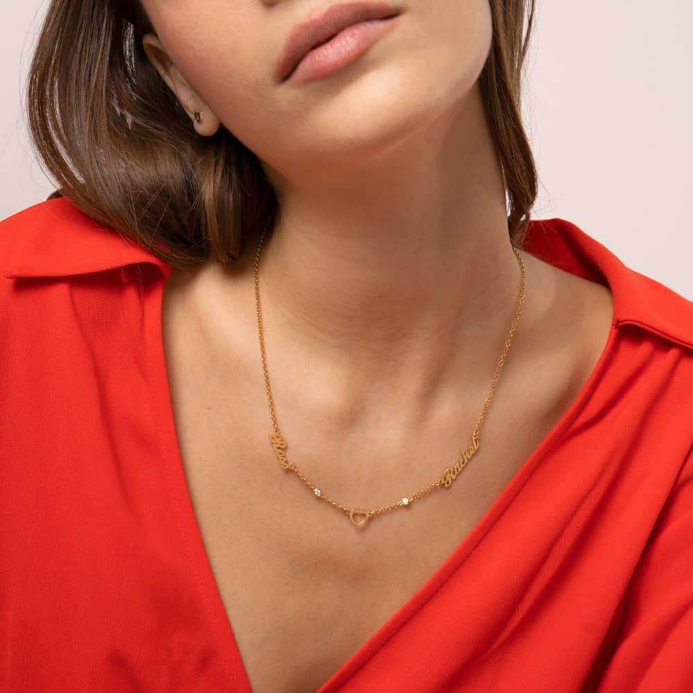 Lovers Heart Name Necklace With Diamonds in 14K Yellow Gold - Image 3