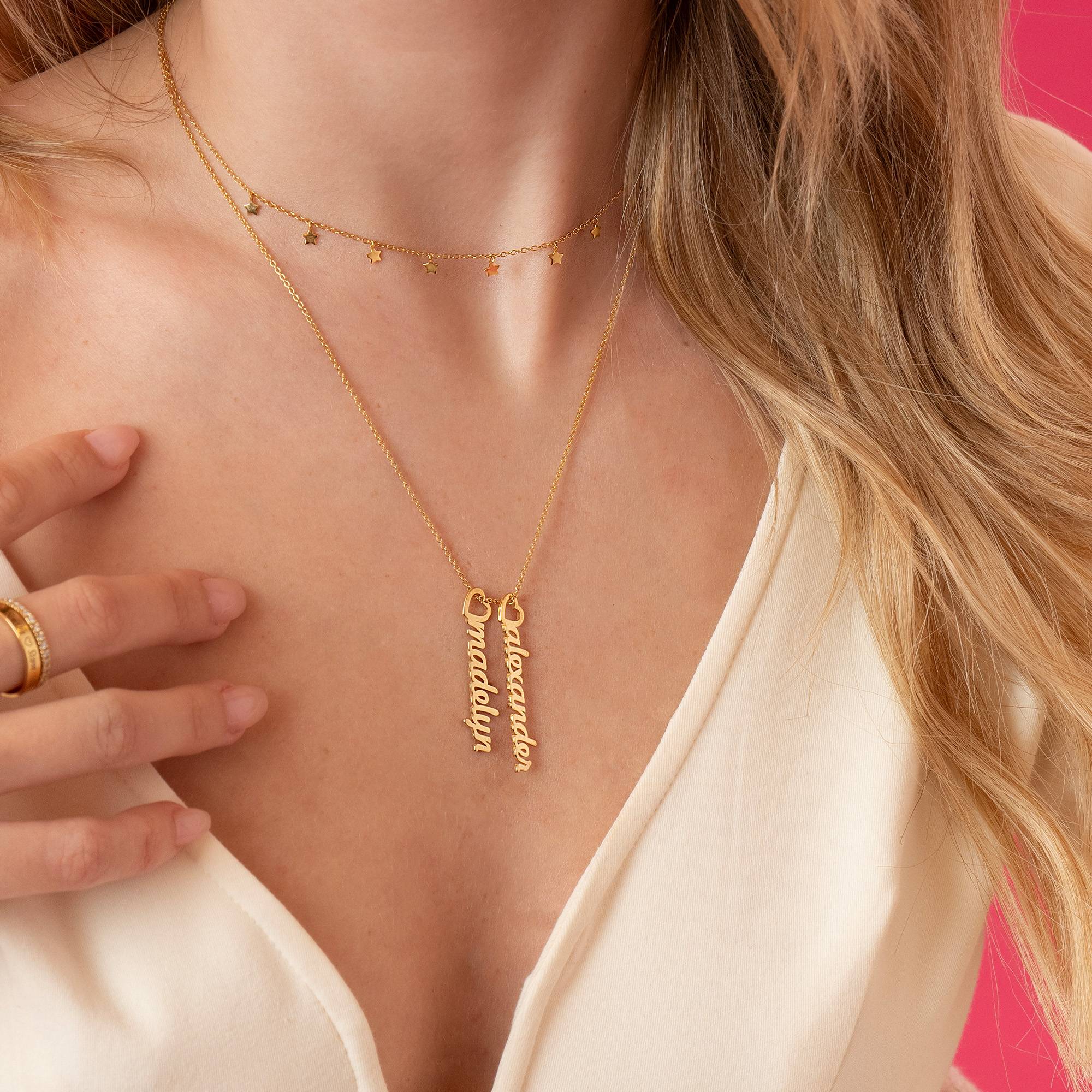 Heart Drop Vertical Name Necklace in 18K Gold Plating - Image 2
