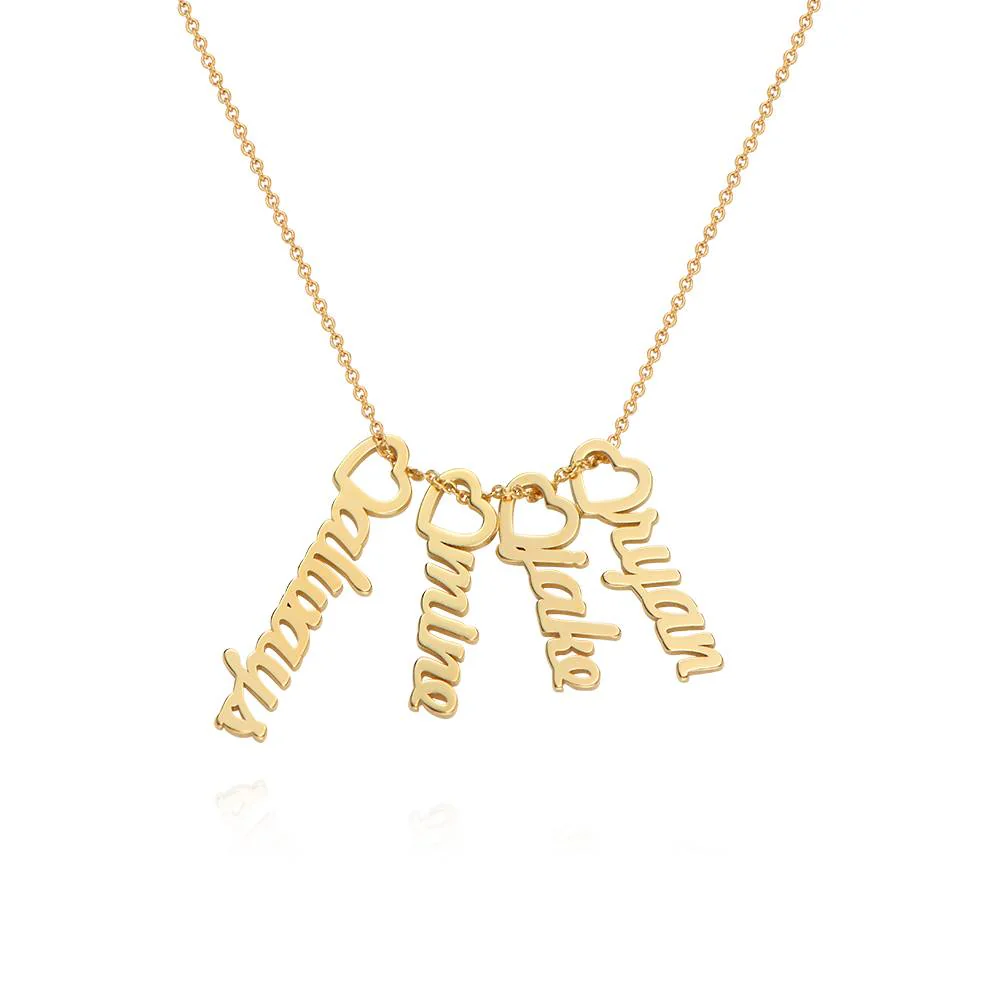 Heart Drop Vertical Name Necklace in 18K Gold Vermeil
