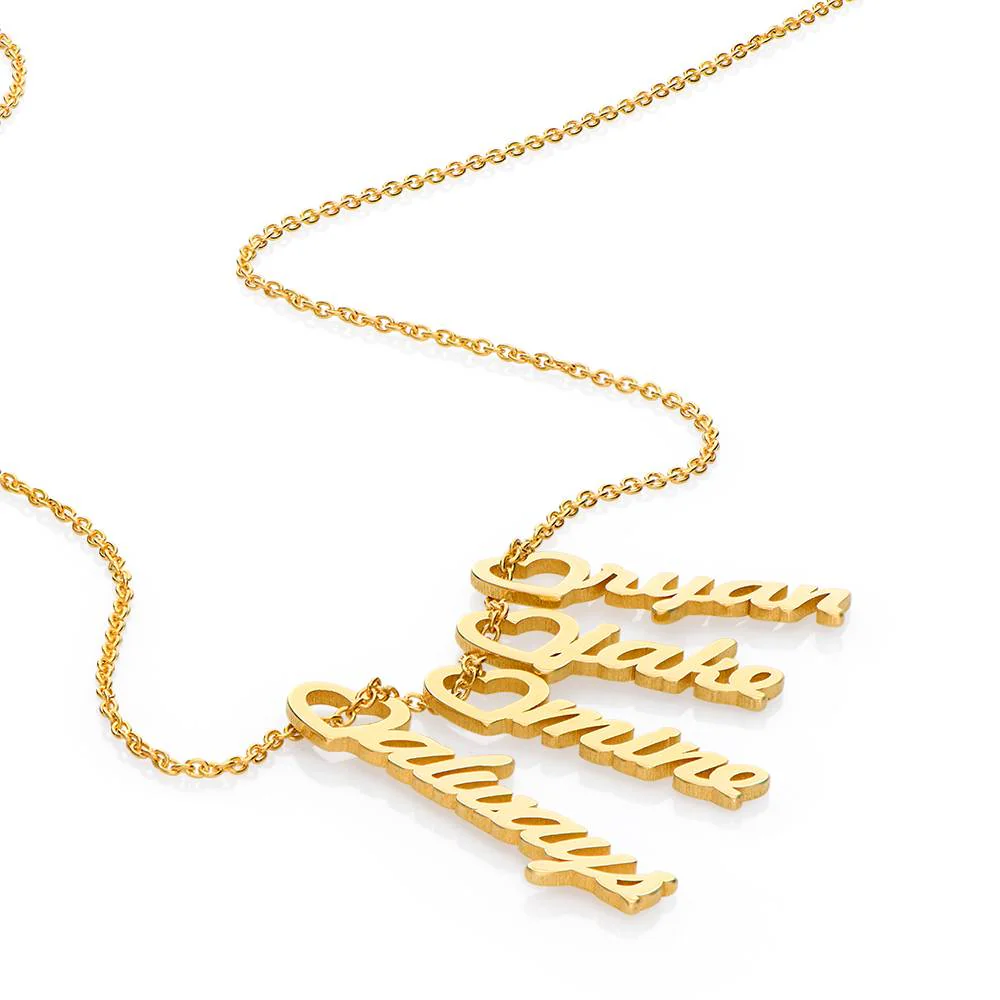 Heart Drop Vertical Name Necklace in 18K Gold Vermeil - Image 3