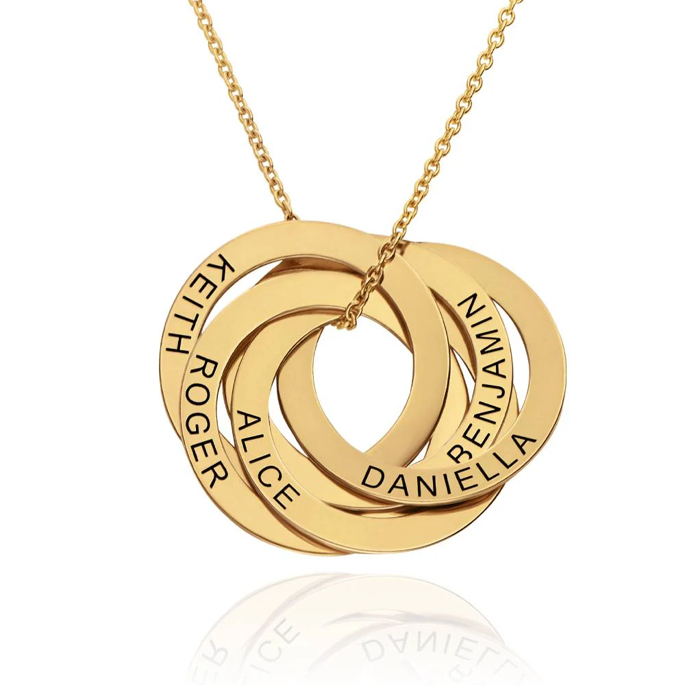 5 Russian Rings Necklace in 14K Yellow Gold