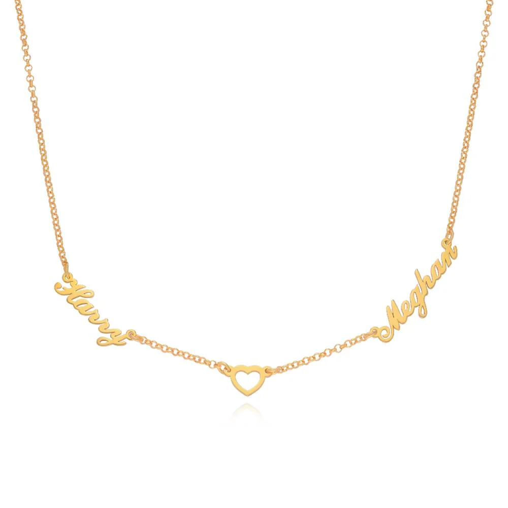 Lovers Heart Name Necklace in 14K Yellow Gold