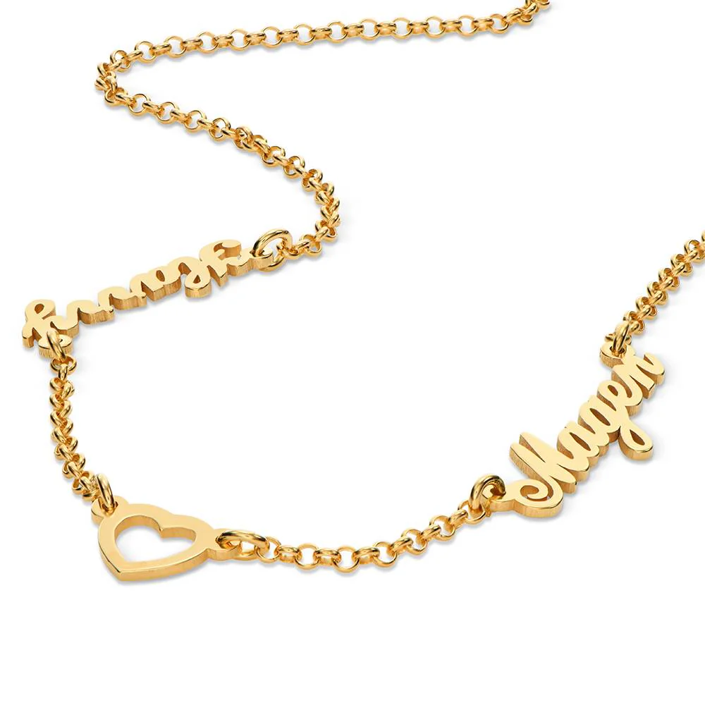Lovers Heart Name Necklace in 14K Yellow Gold - Image 3