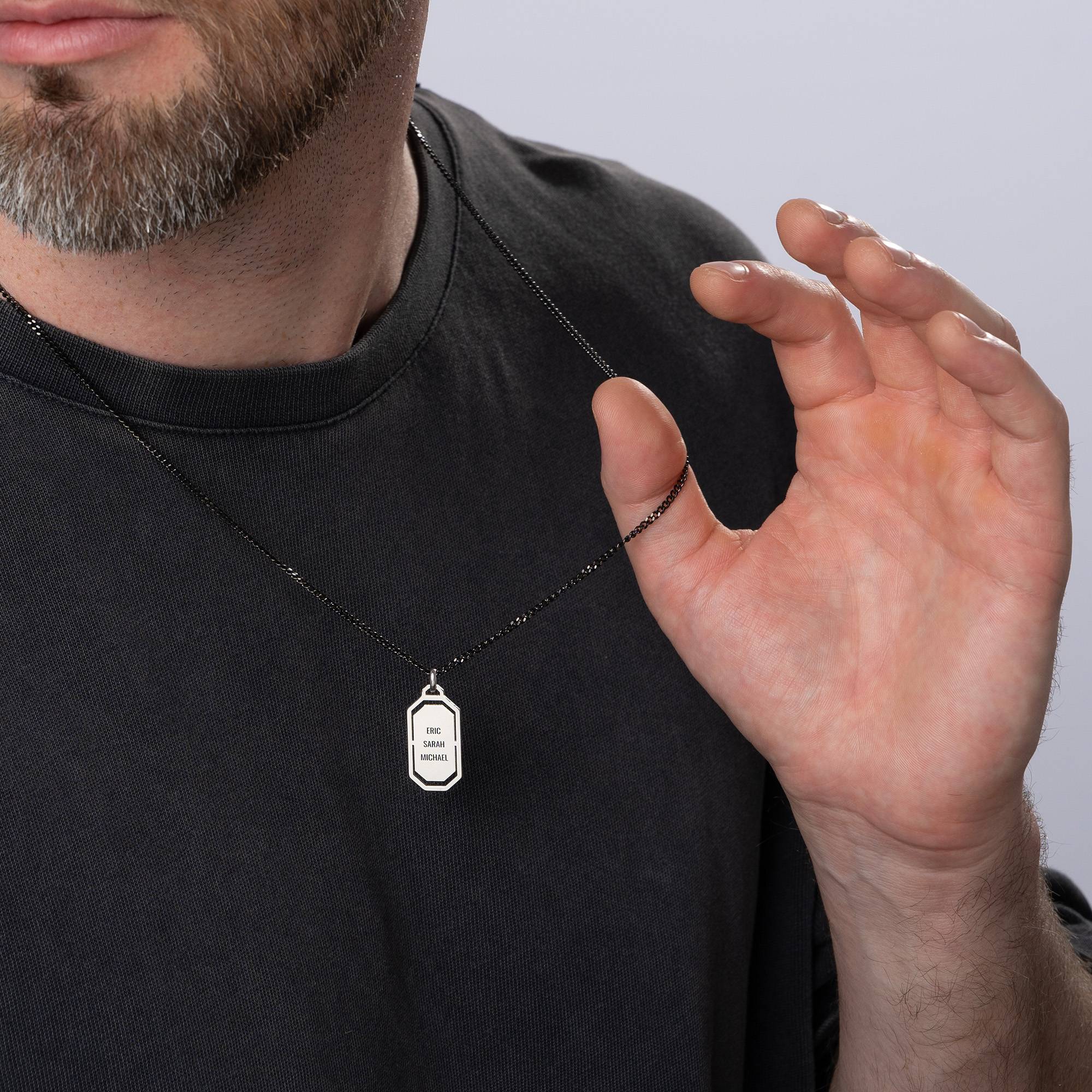 Oliver Modern Army Tag Necklace in Sterling Silver