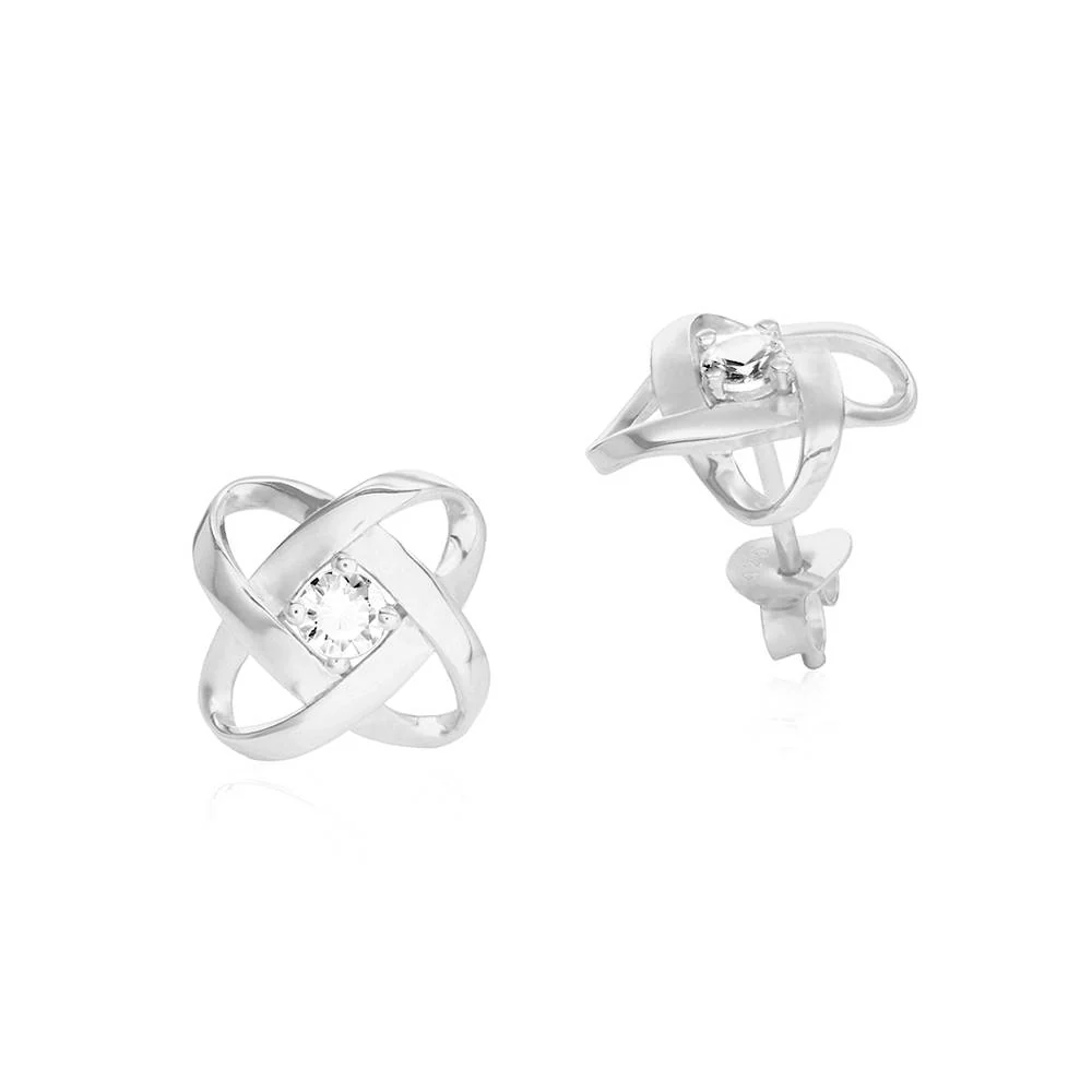 Galaxy Stud Earrings with Cubic Zirconia in Sterling Silver - Image 3