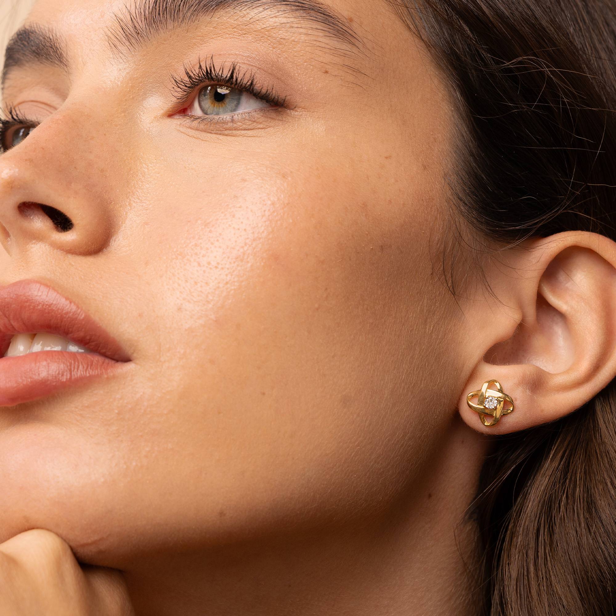 Galaxy Stud Earrings with Cubic Zirconia in 18K Gold Vermeil - Image 2