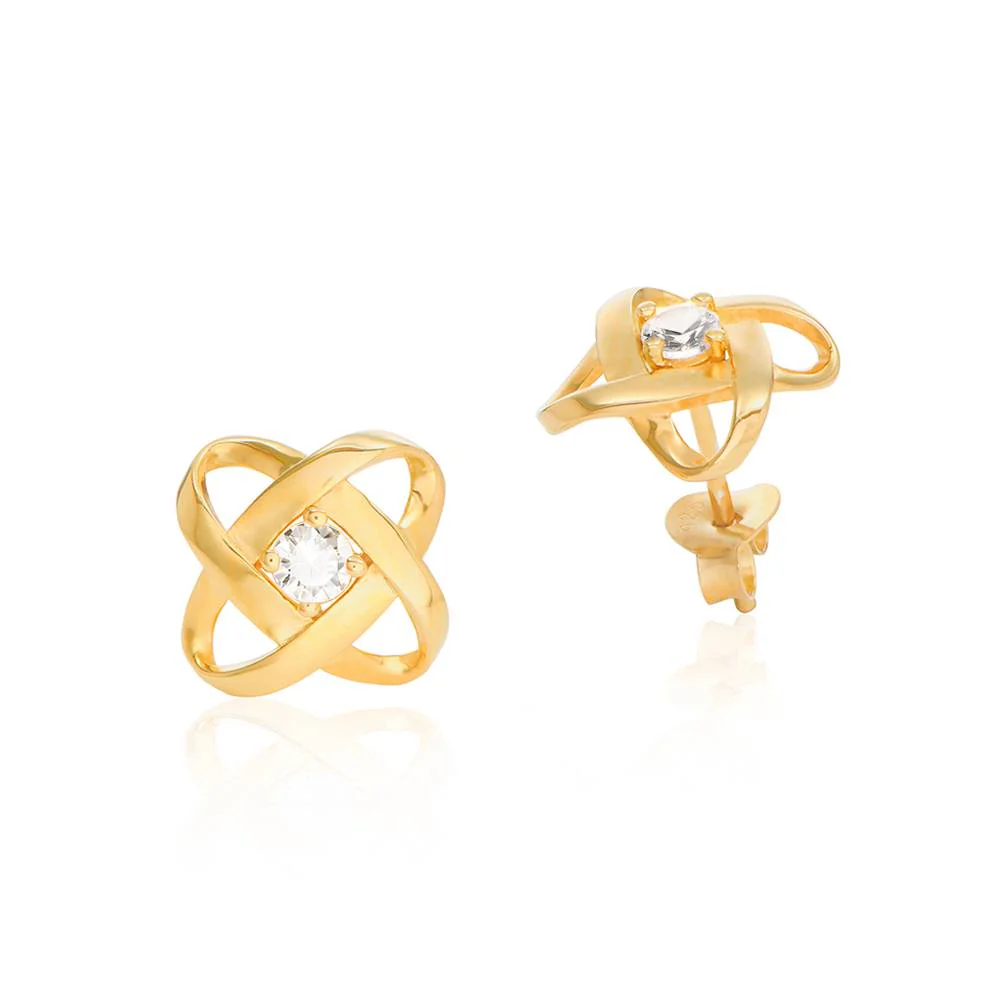 Galaxy Stud Earrings with Cubic Zirconia in 18K Gold Plating - Image 3