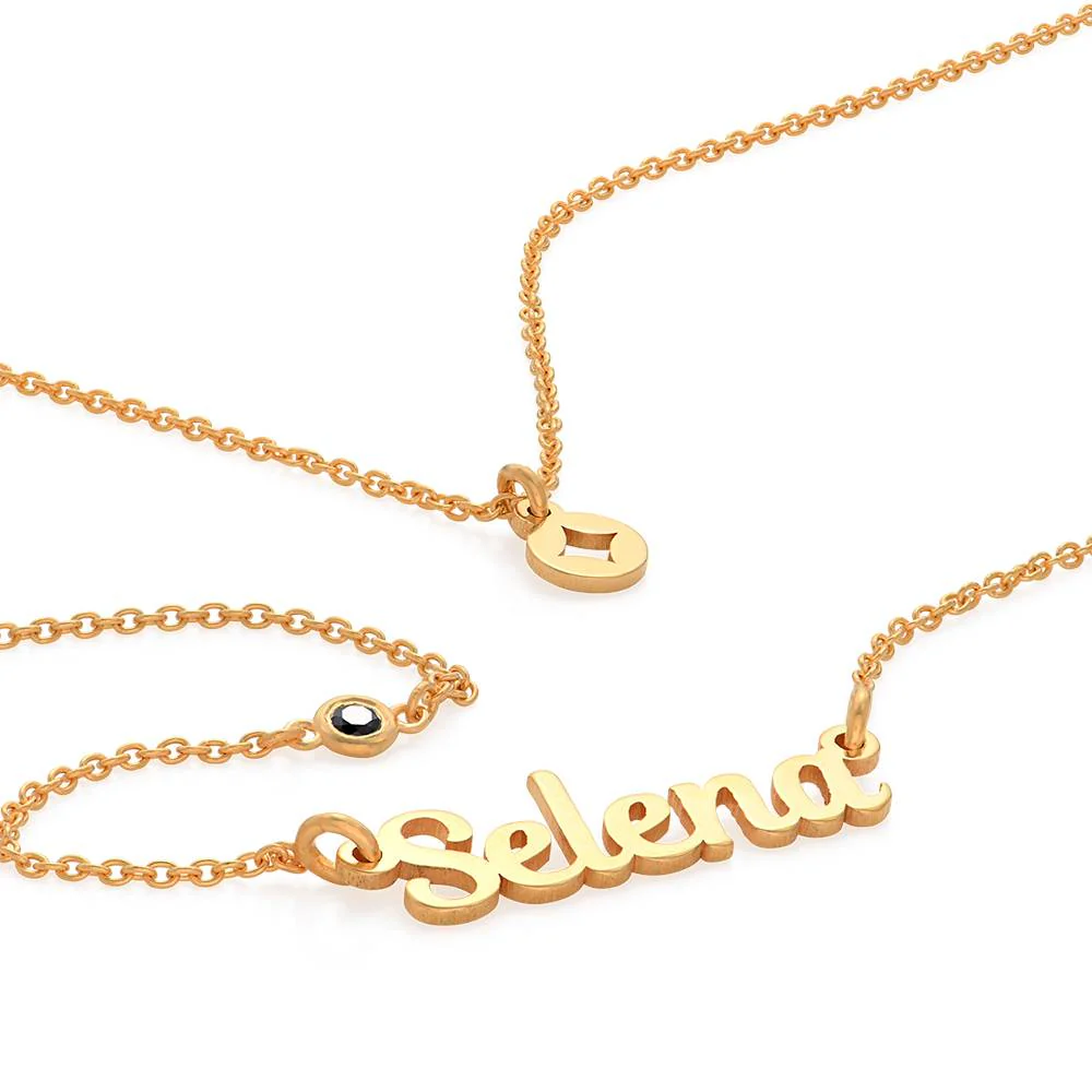 Bridget Star Layered Name Necklace with Gemstone in 18K Gold Plating - Image 4