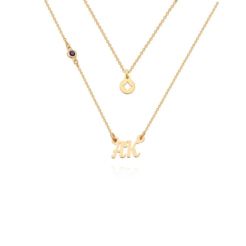 Bridget Star Layered Name Necklace with Gemstone in 18K Gold Vermeil