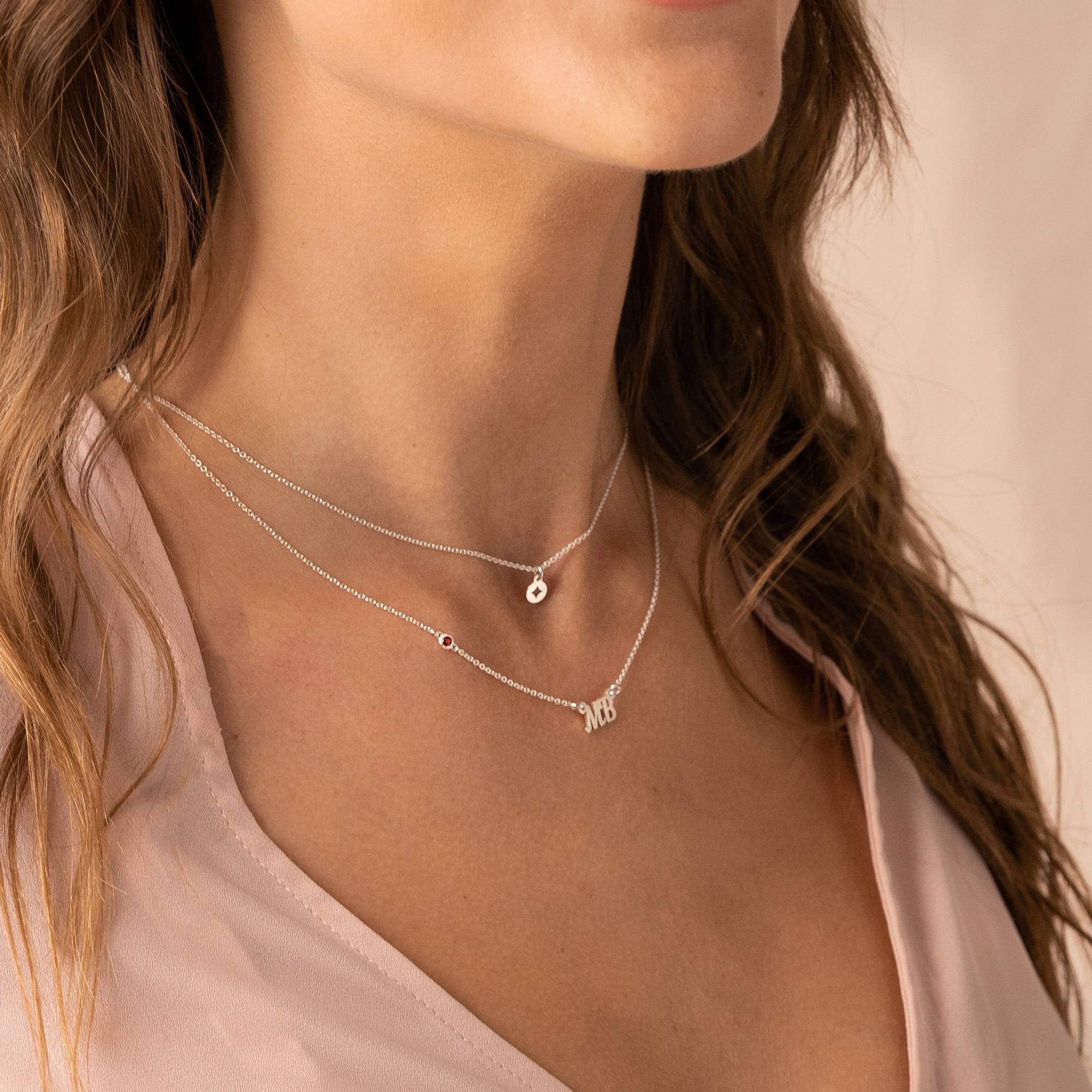 Bridget Star Layered Name Necklace with Gemstone in Sterling Silver - Image 3
