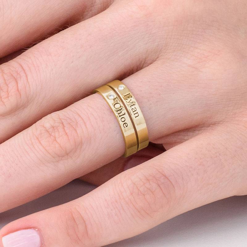 Stackable Diamond Name Ring in 18K Gold Vermeil - Image 4