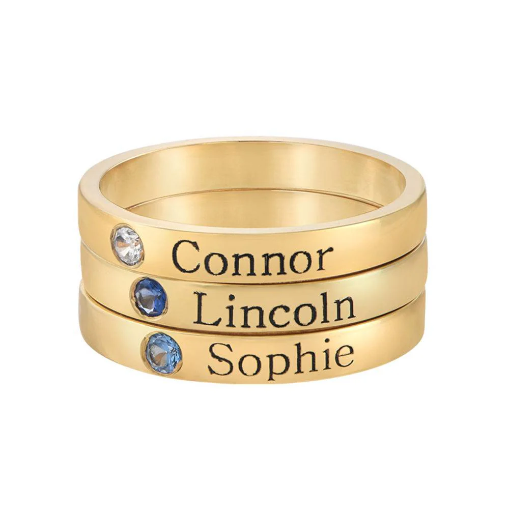 Stackable Birthstone Name Ring in 18K Gold Vermeil - Image 3