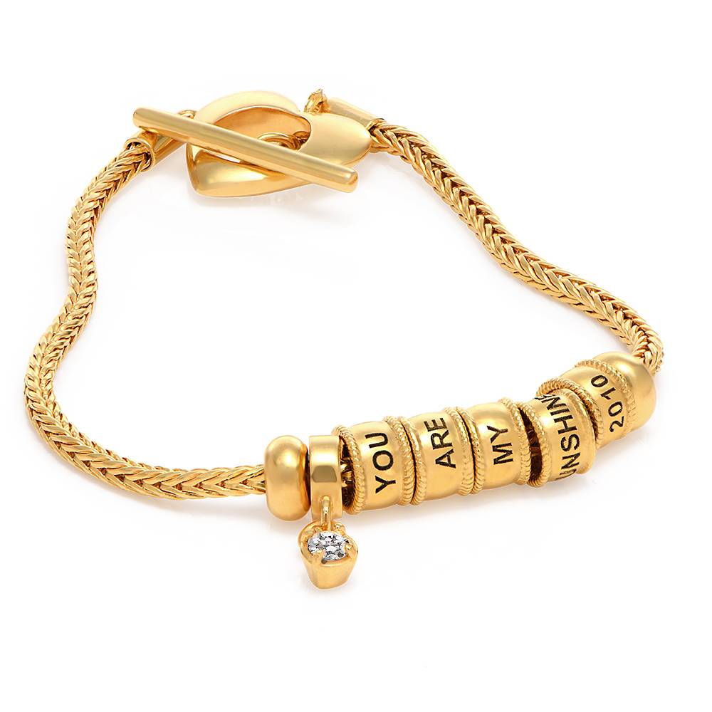 Linda Toggle Heart Charm Bracelet with Diamond in 18K Gold Plating - Image 3