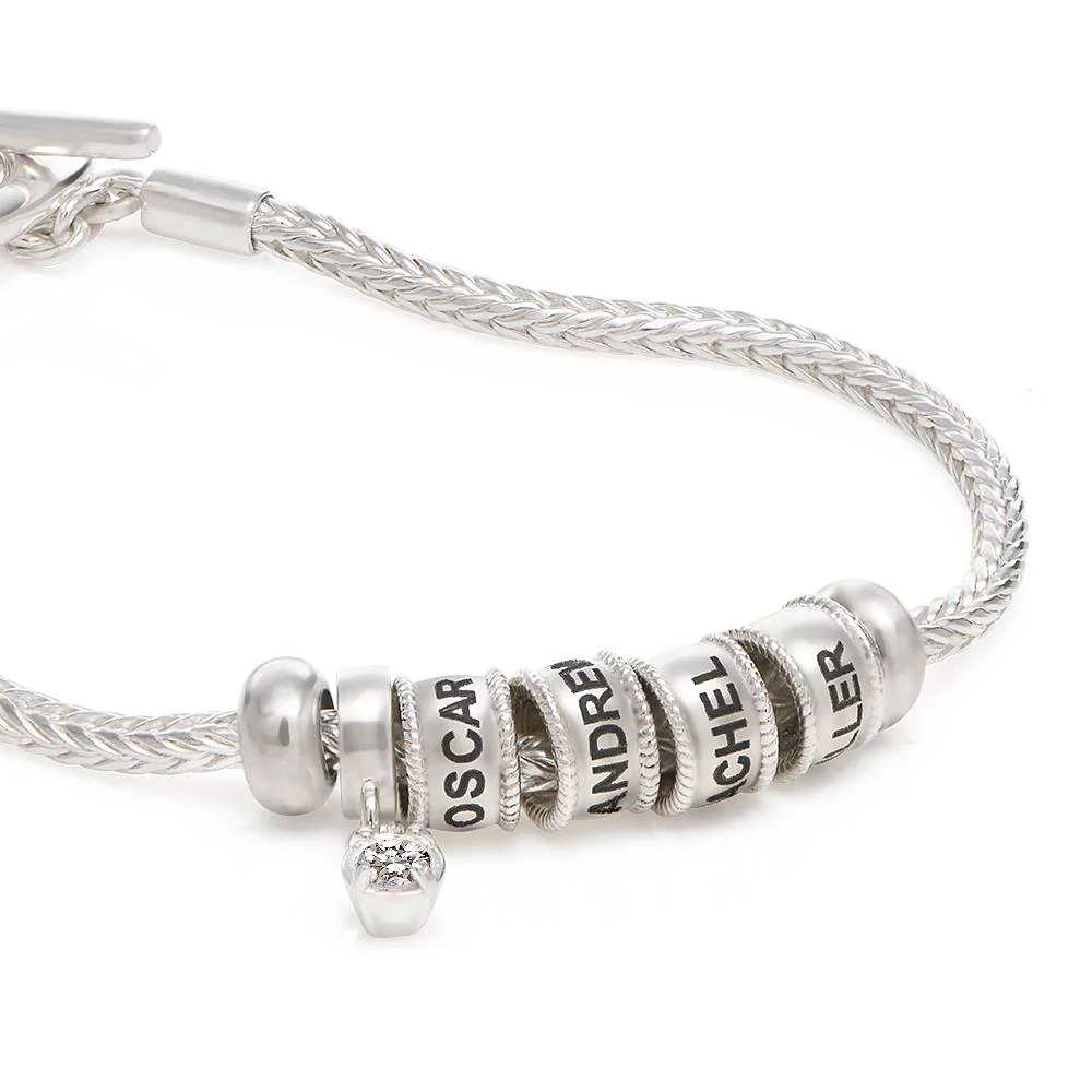 Linda Toggle Heart Charm Bracelet with Diamond in Sterling Silver - Image 3