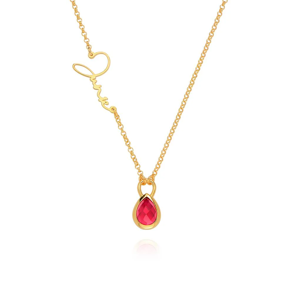 Annie Teardrop Name Necklace with Gemstones in 18K Gold Vermeil