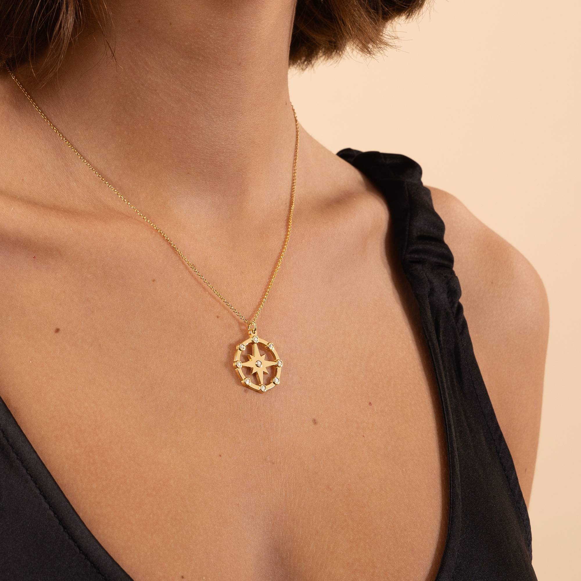 Twinkling Northern Star Necklace with Diamonds in 18K Gold Vermeil - Image 3