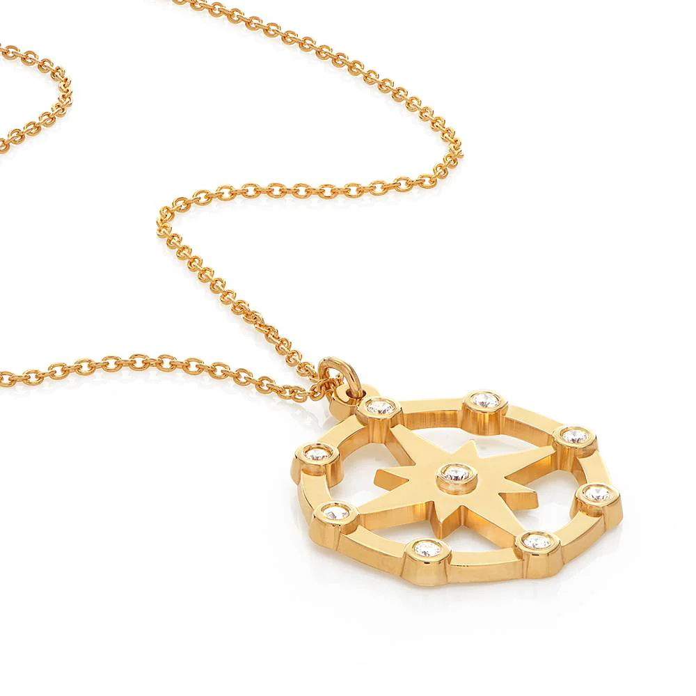 Twinkling Northern Star Necklace with Diamonds in 18K Gold Plating