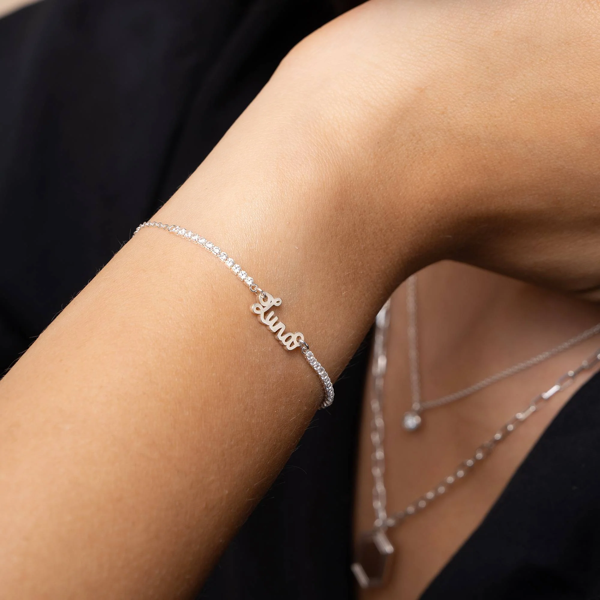 Rosie Name Tennis Bracelet in Sterling Silver - Image 2